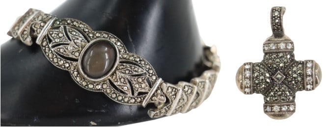 Thai Sterling Silver Bracelet and Pendant - Gross 1.215 ozt. (1 of 18)