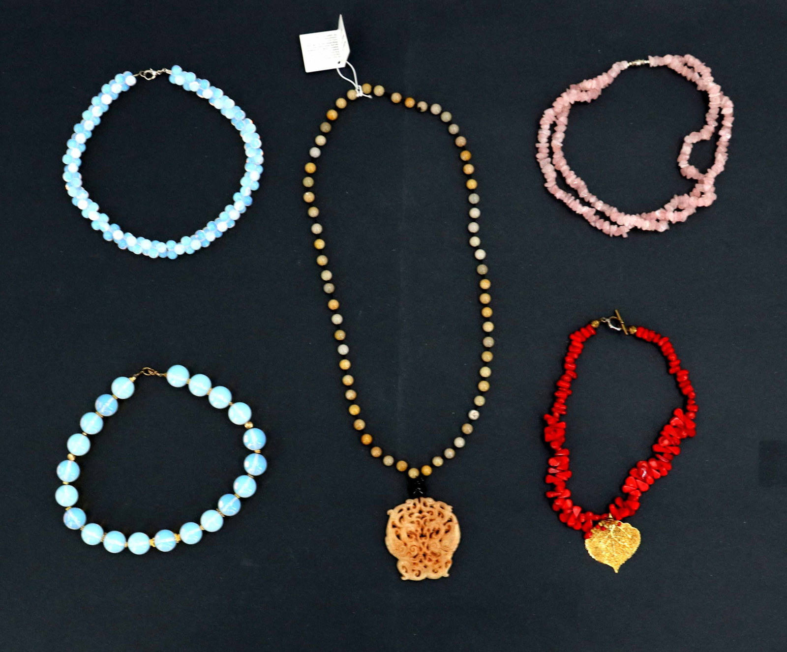 (5) Gardenia Jewelry Coral, Natural Stone, and Pearl Necklaces (1 of 13)