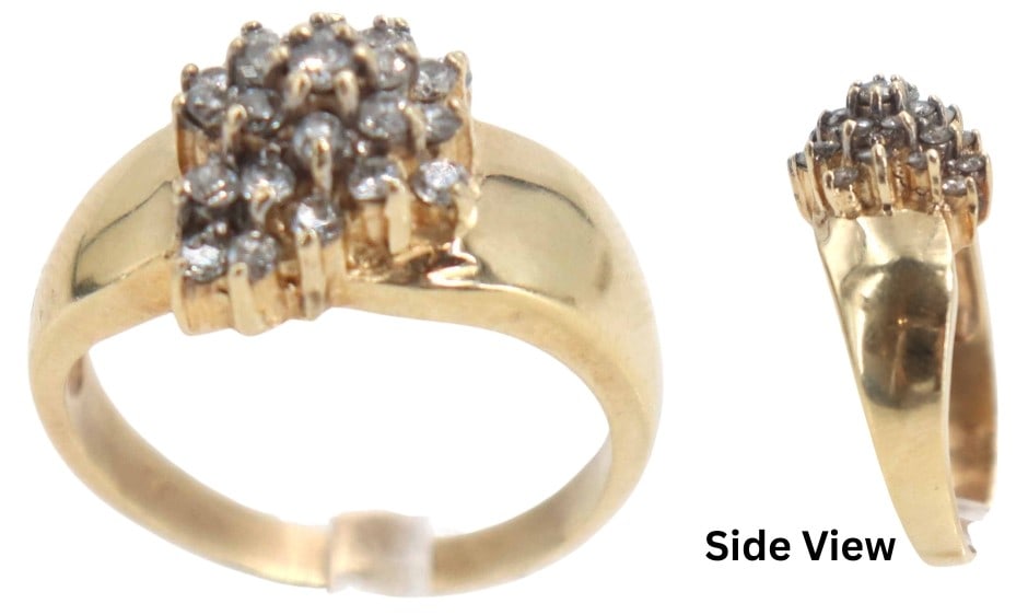 14k Gold and Multi-Diamond Ring - Gross 4.0 g. (1 of 11)