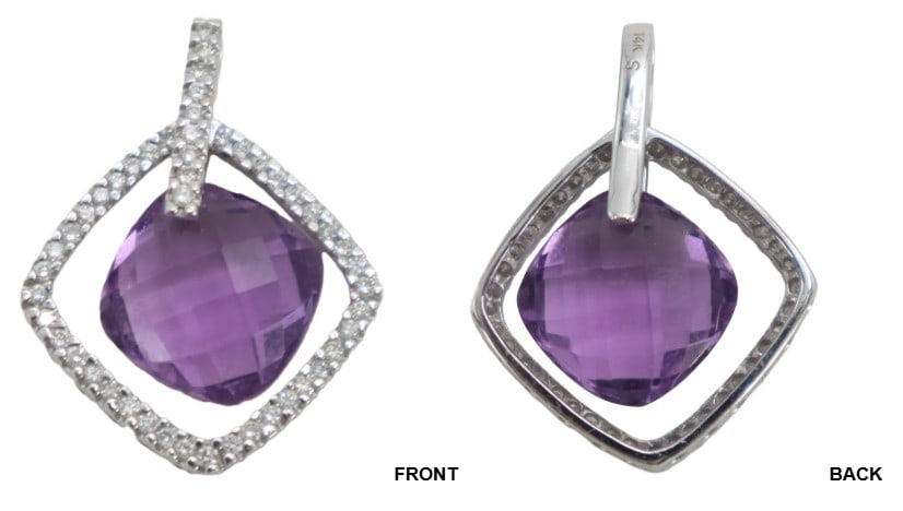 14k Gold, Diamond, and Amethyst Pendant - Gross 2.5 g. (1 of 11)