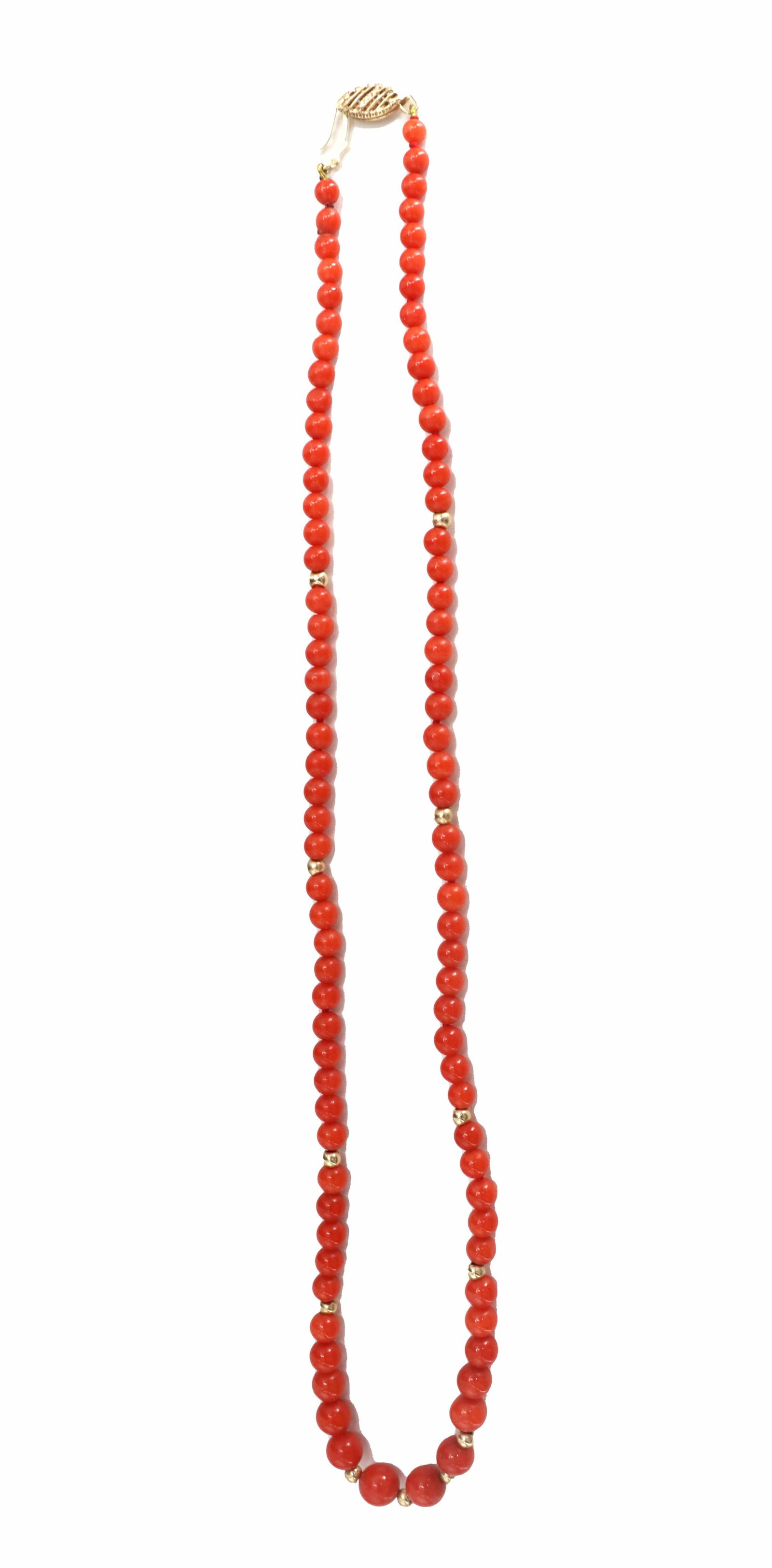 14k Yellow Gold and Coral Bead Necklace (1 of 9)