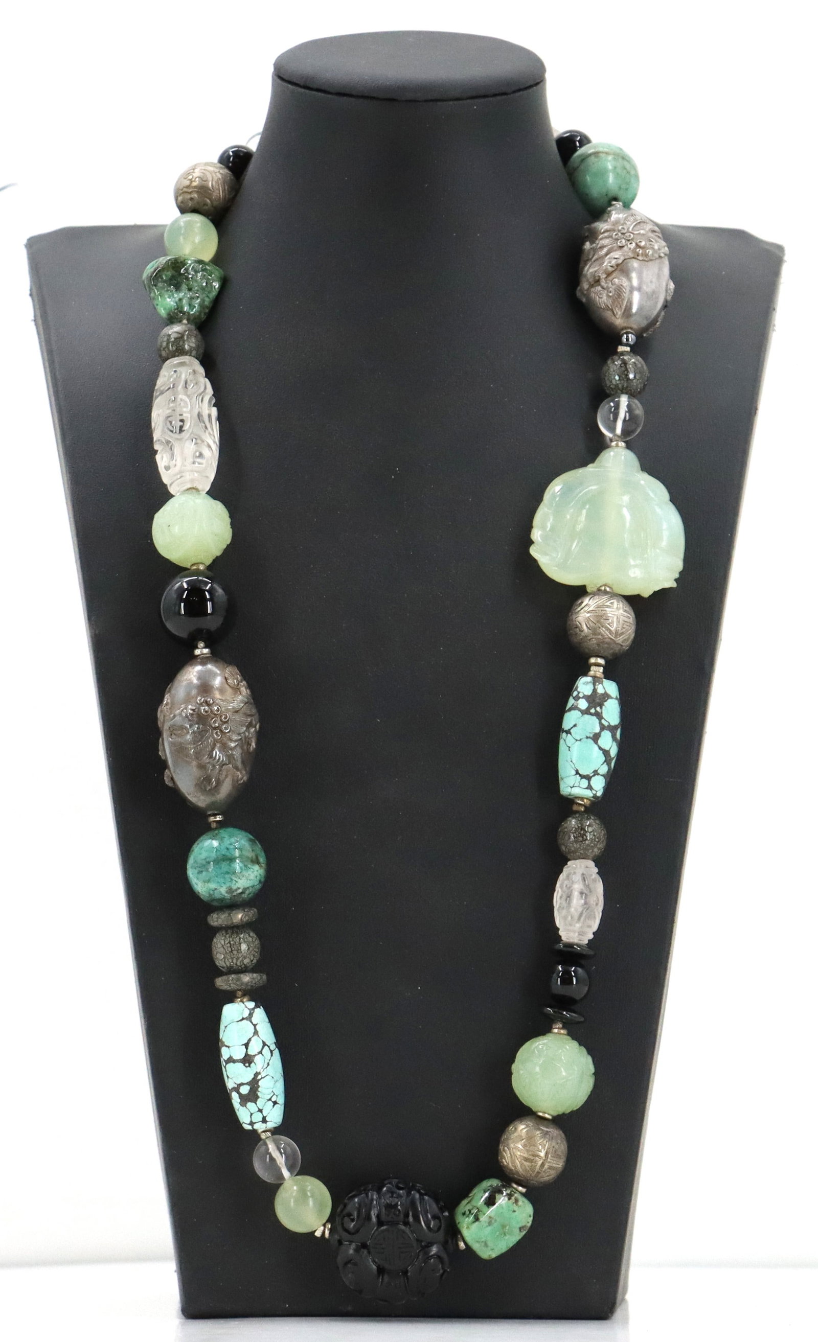 Artisan Multi-Gemstone and Silver Statement Necklace - 11