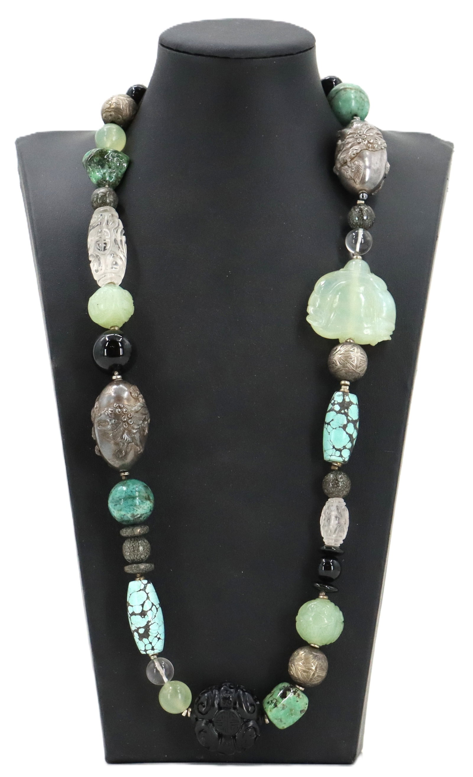 Artisan Multi-Gemstone and Silver Statement Necklace (1 of 11)