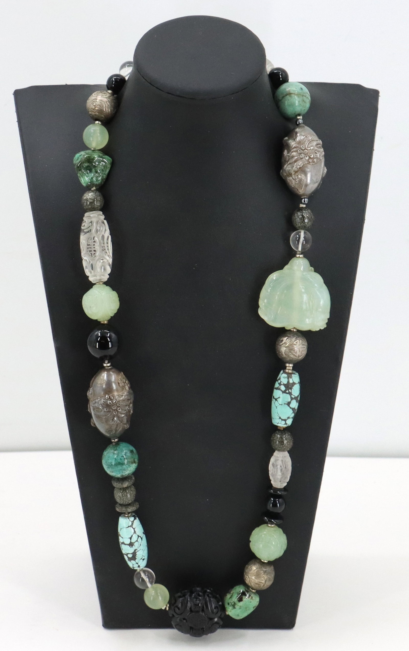 Artisan Multi-Gemstone and Silver Statement Necklace - 2