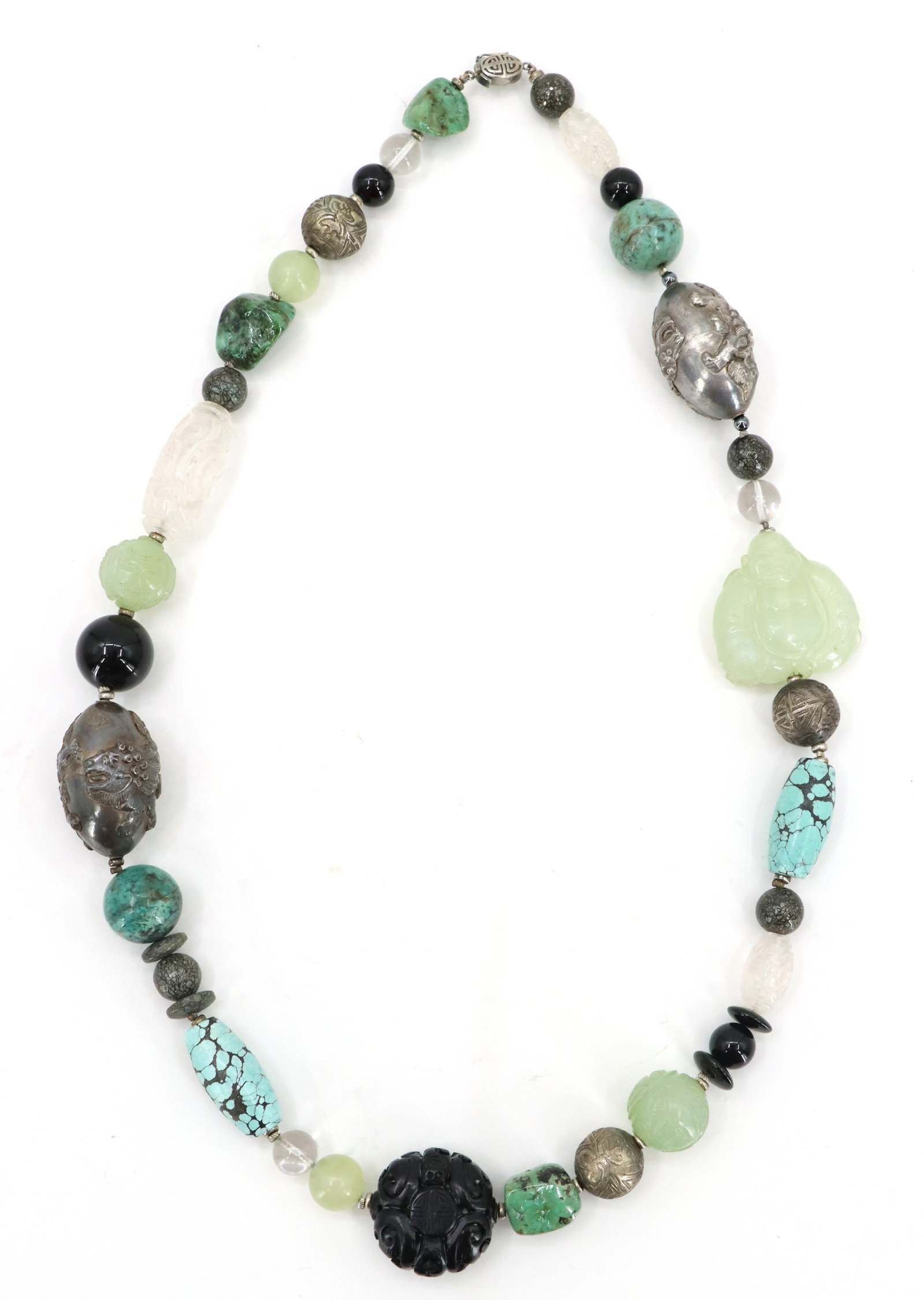 Artisan Multi-Gemstone and Silver Statement Necklace - 3