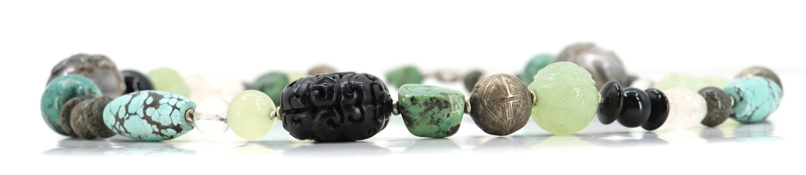 Artisan Multi-Gemstone and Silver Statement Necklace - 8