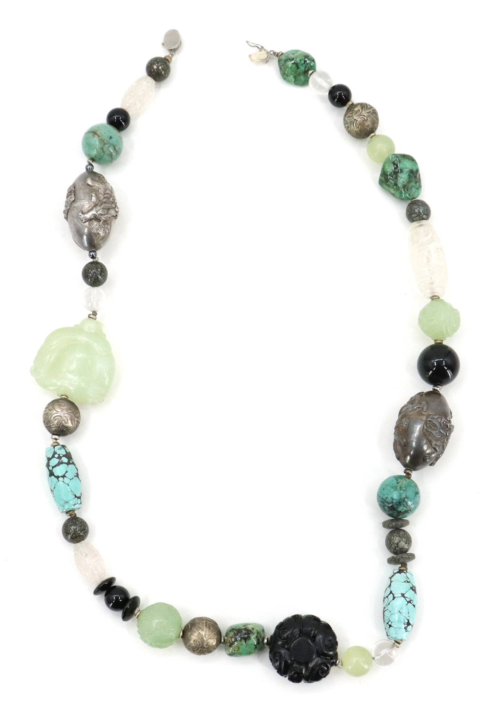 Artisan Multi-Gemstone and Silver Statement Necklace - 9