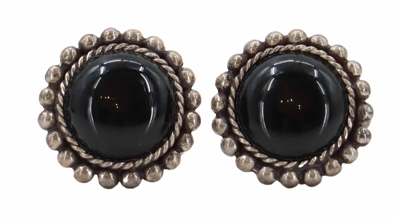 Pair of Neiman Marcus Sterling Silver and Black Agate Cufflinks - Gross 0.495 ozt. (1 of 12)