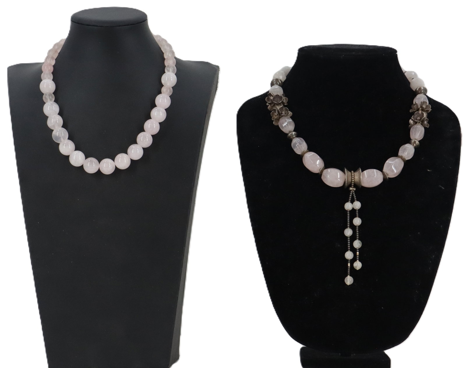 (2) Rose Quartz and Silver Toned Necklaces (1 of 14)