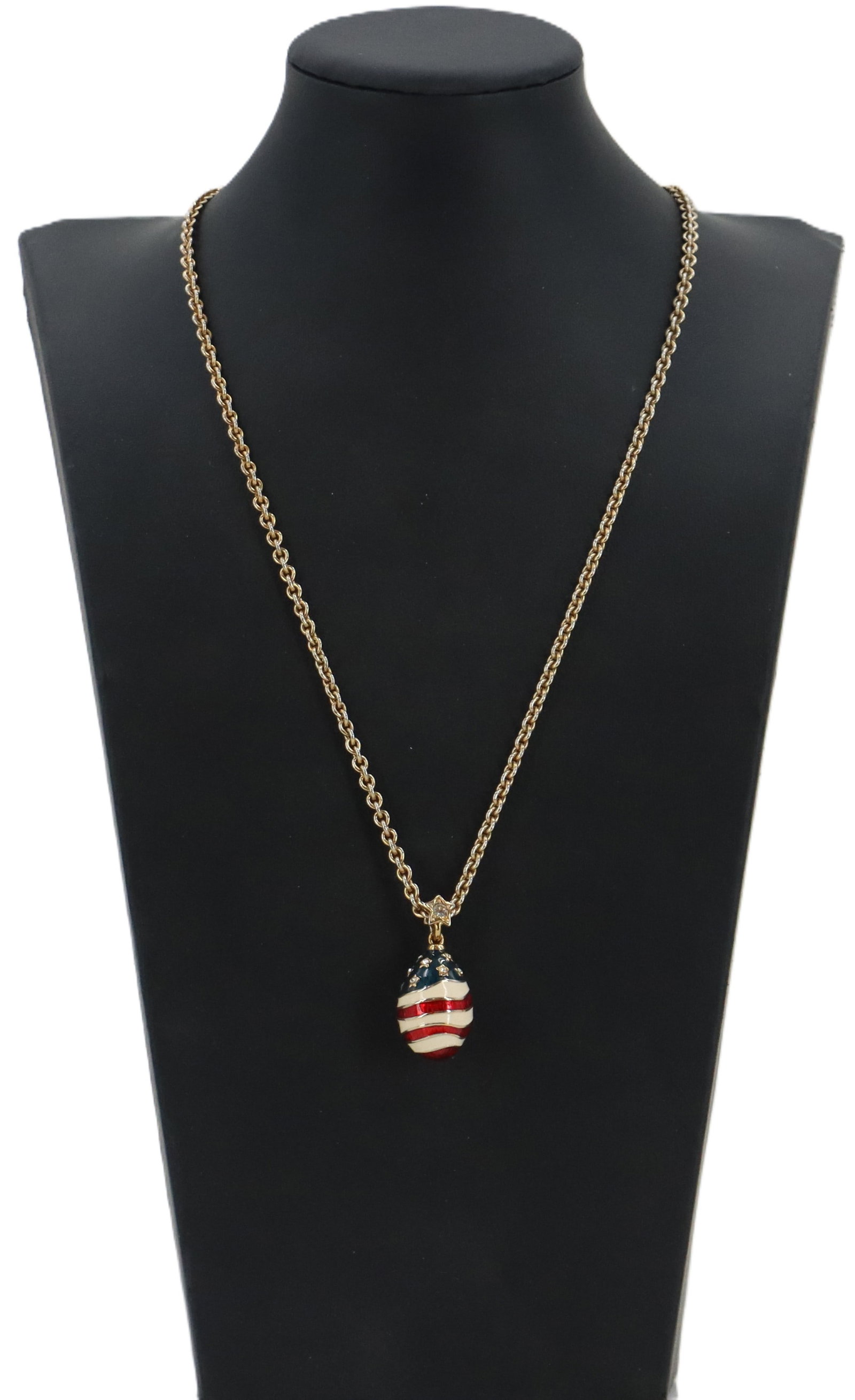 Vintage Joan Rivers Gold Tone Rope Necklace with Enameled American Flag Pendant (1 of 11)