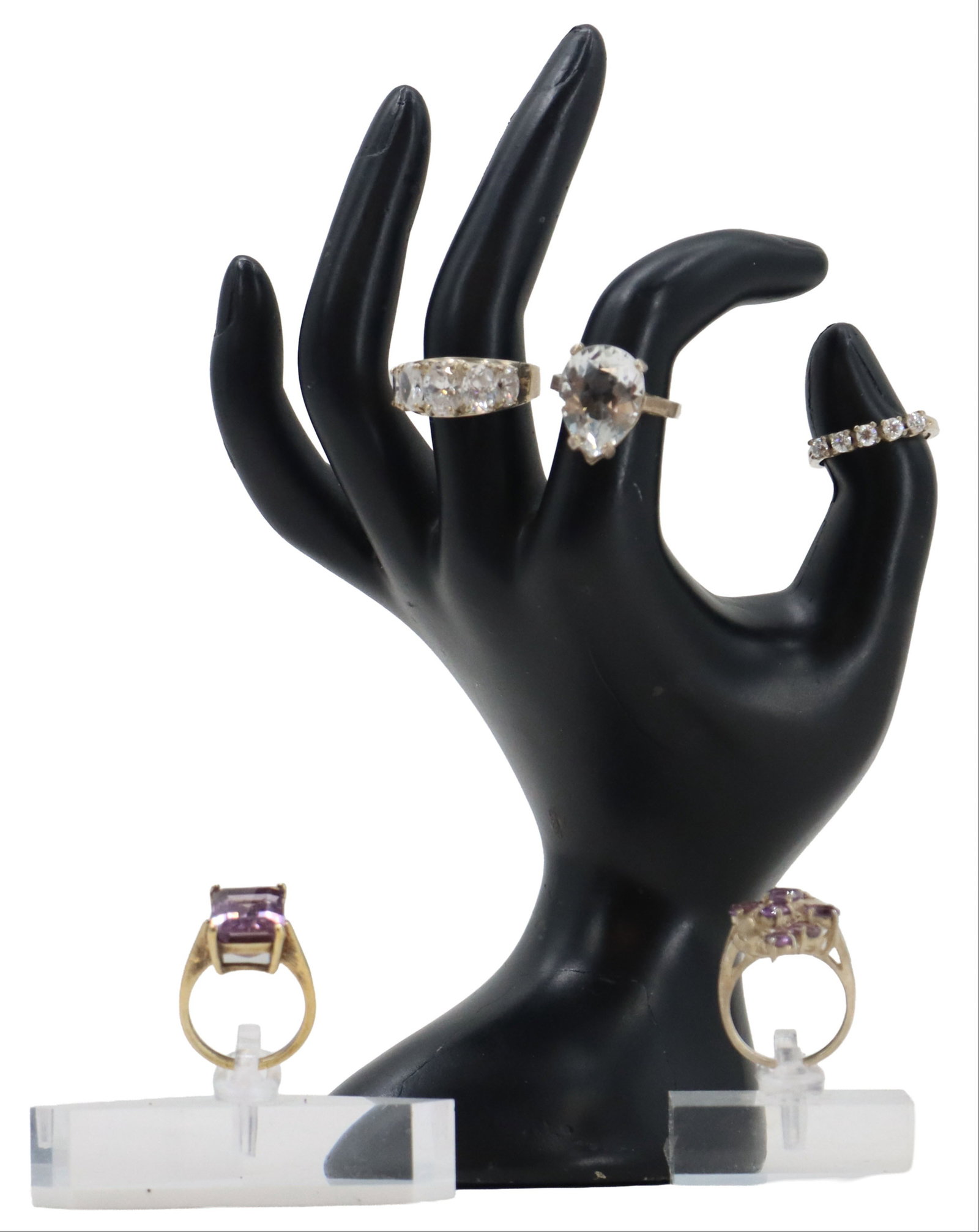 (5) Sterling Silver Rings with Stones and Glass - Gross 0.685 ozt (1 of 20)