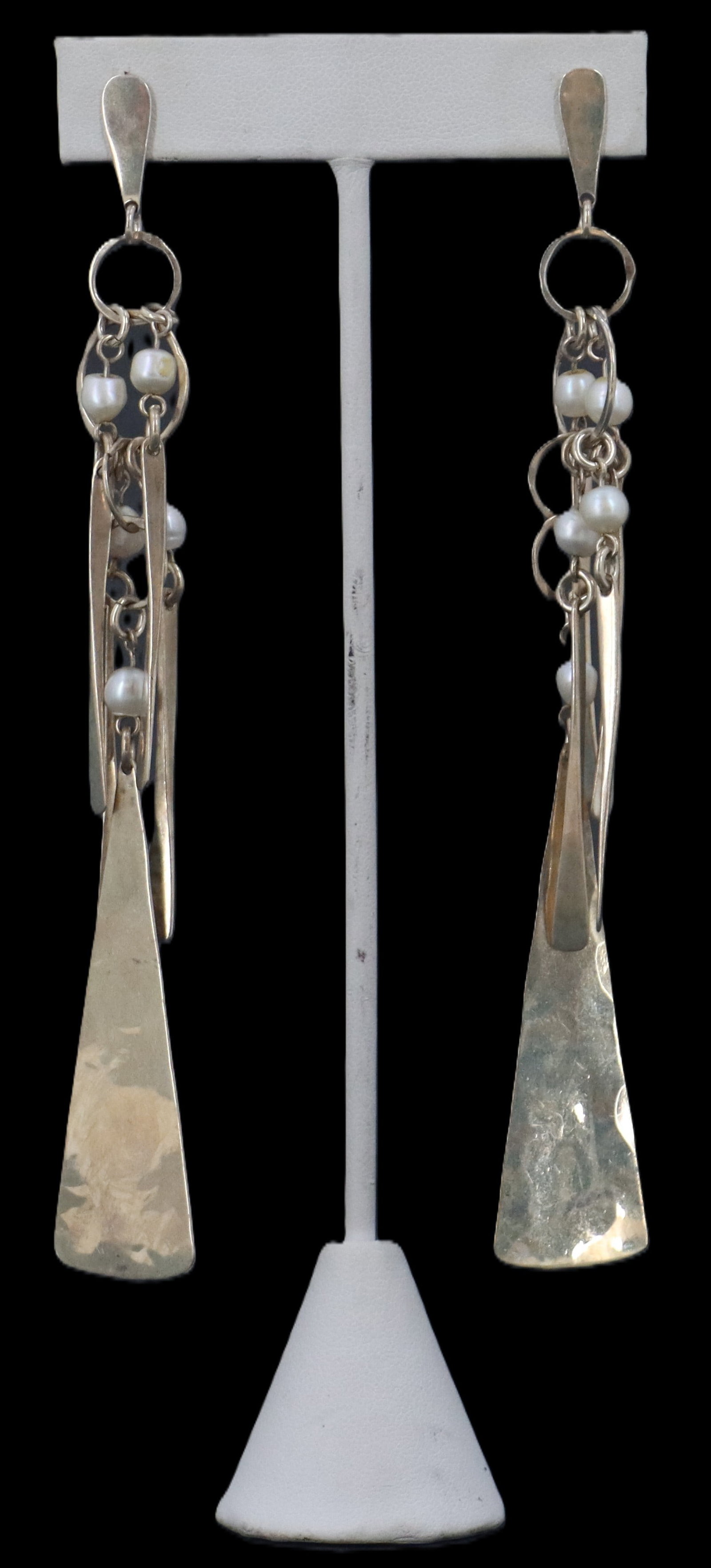 Robert Lee Morris (Born 1947) American, Pair of Sterling Silver and Pearl Earrings - Gross 0.69 ozt (1 of 12)