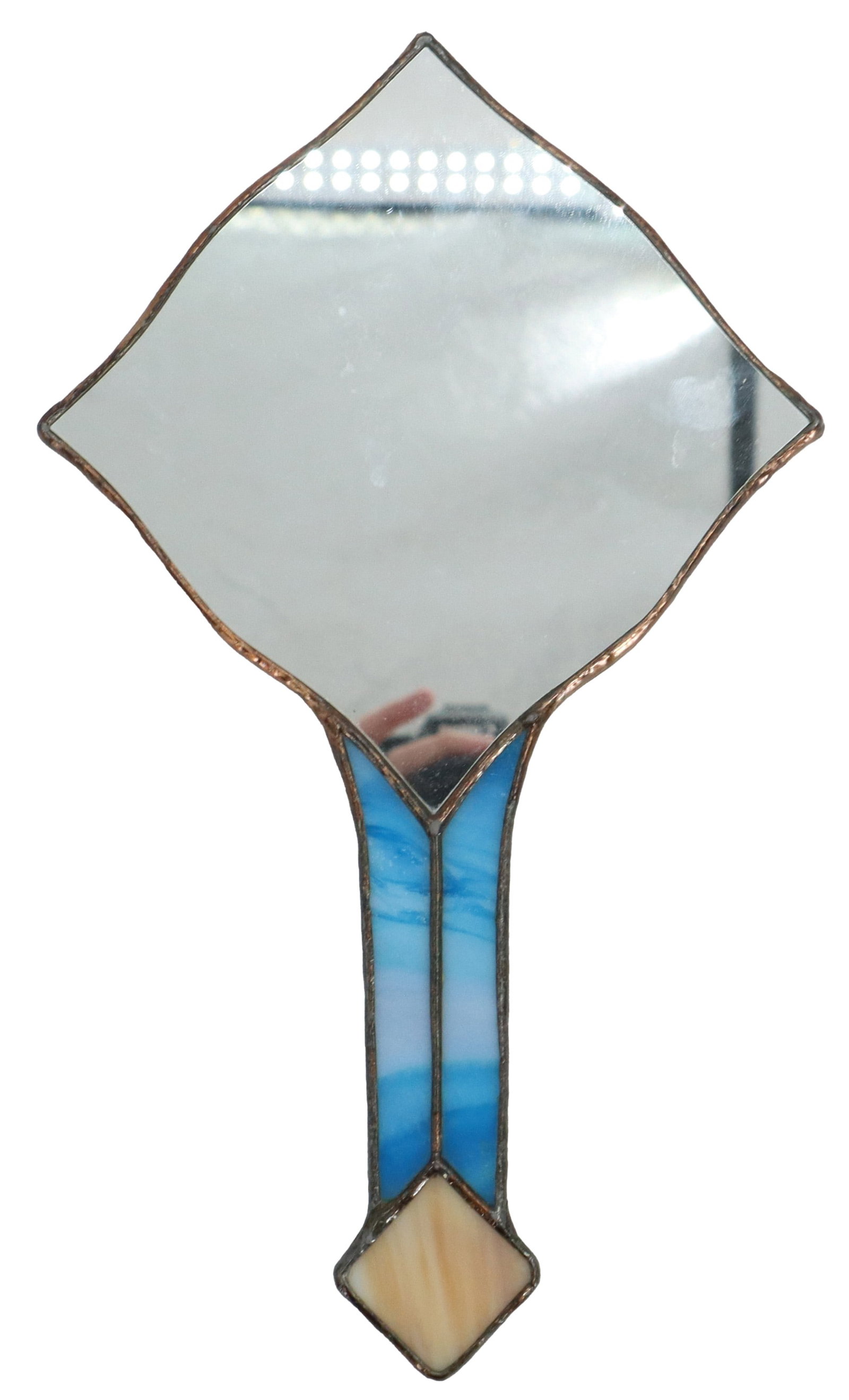 Art Nouveau-Inspired Signed Stained Glass Hand Mirror (1 of 14)