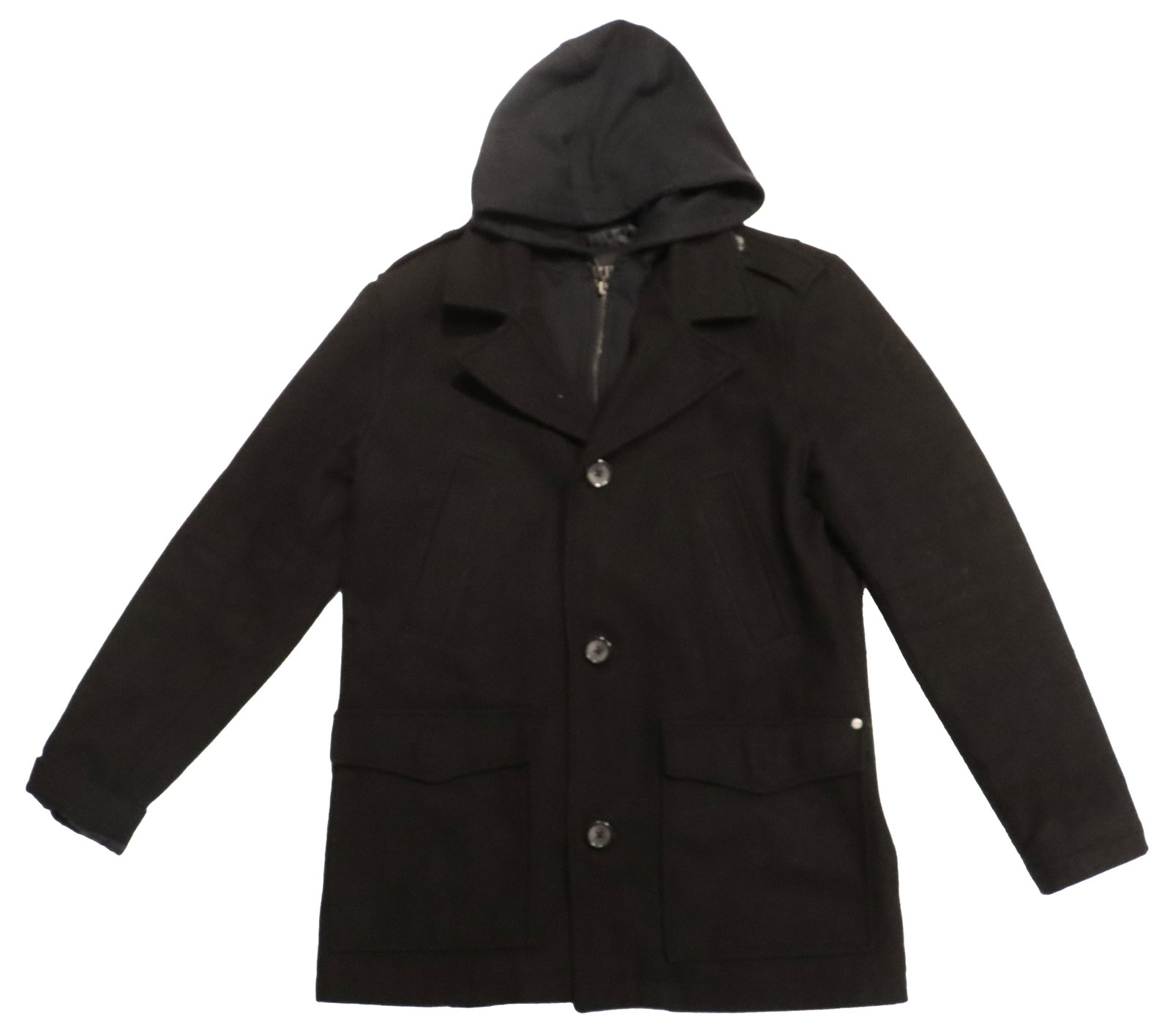 2011 Guess Men's Wool Blend Winter Coat with Removable Hood (1 of 17)