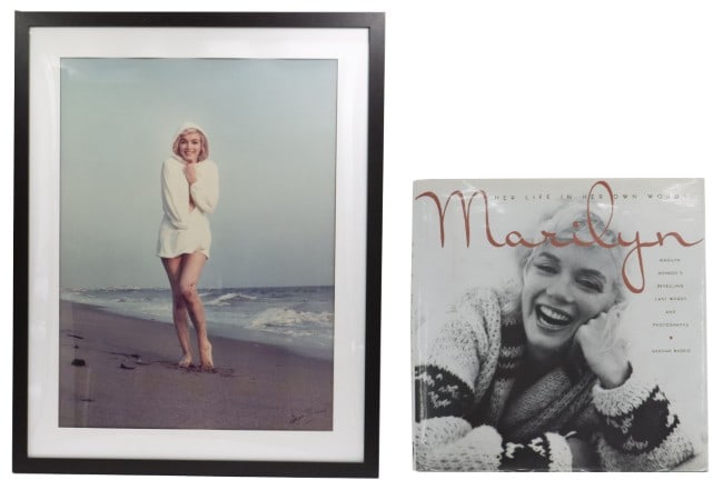 George Barris (1922-2016) American, Large Color Photograph and Book of Marilyn Monroe: George Barris (1922-2016) American, Large Color Photograph and Book of Marilyn Monroe. The image, titled "White Robe," is part of his iconic series known as "The Last Photos,&