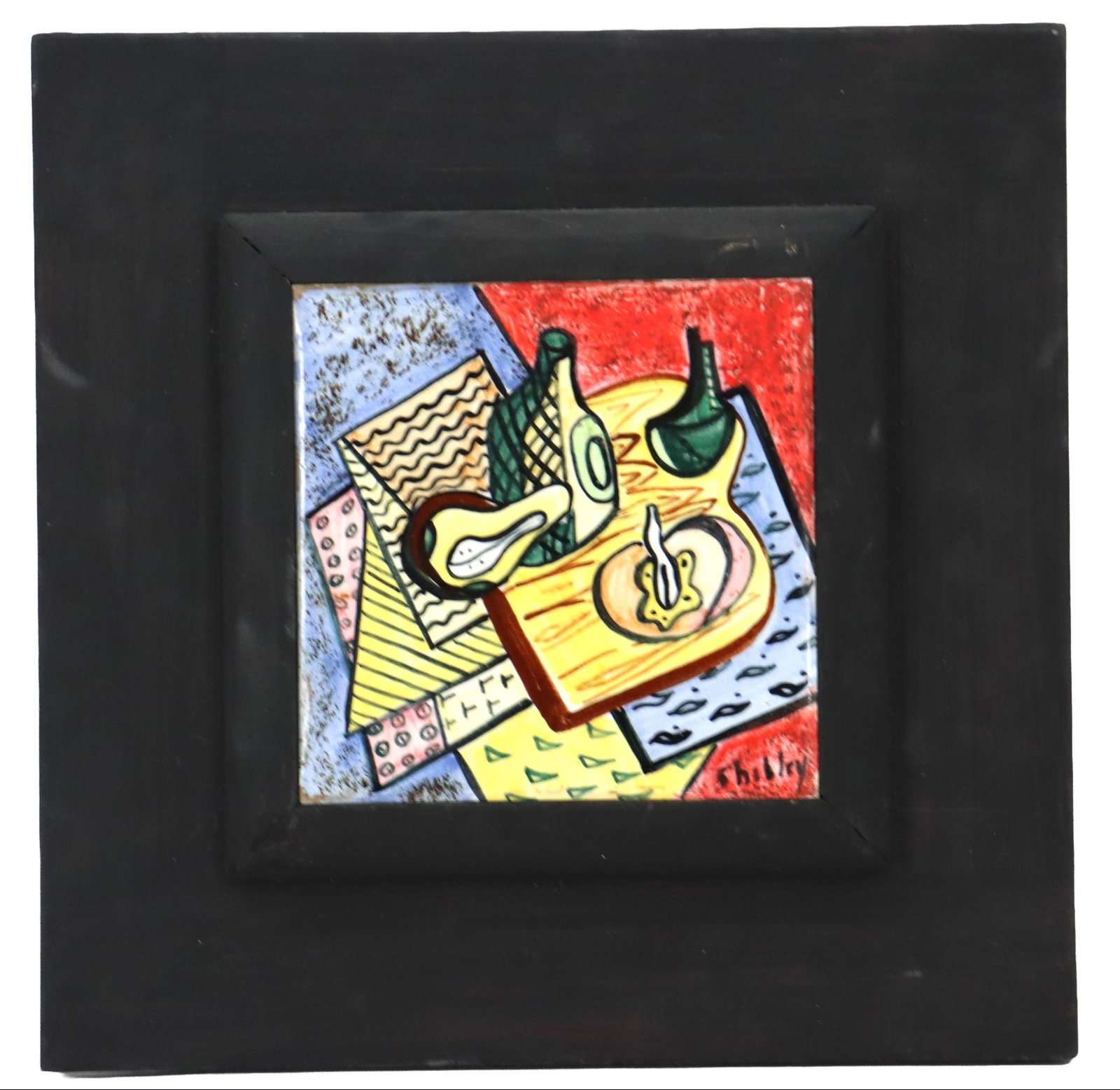 Gertrude Shibley (1916-2006) American, Miniature Painted Tile Cubist Inspired Still Life (1 of 9)