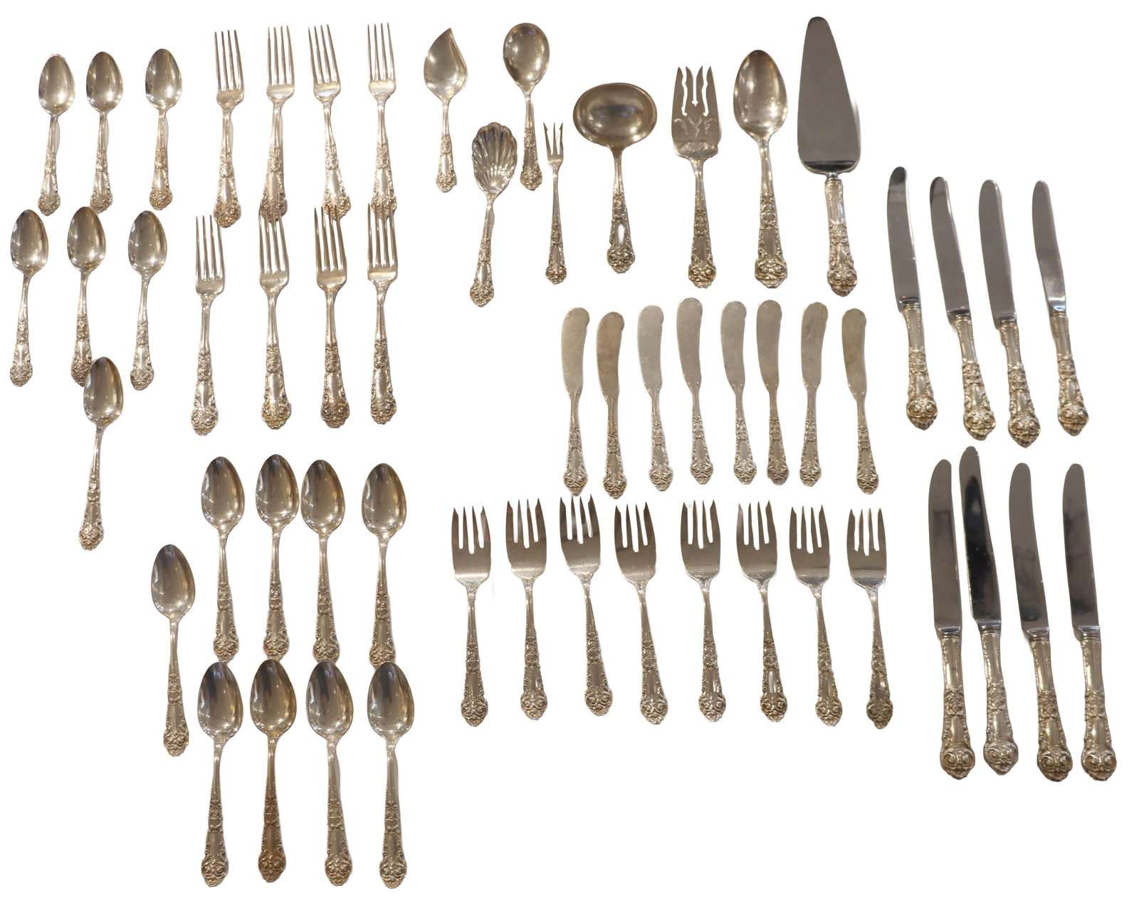 (54) Reed & Barton Mirrorstele Sterling Silver Flatware - Gross 71.215 ozt. (1 of 15)
