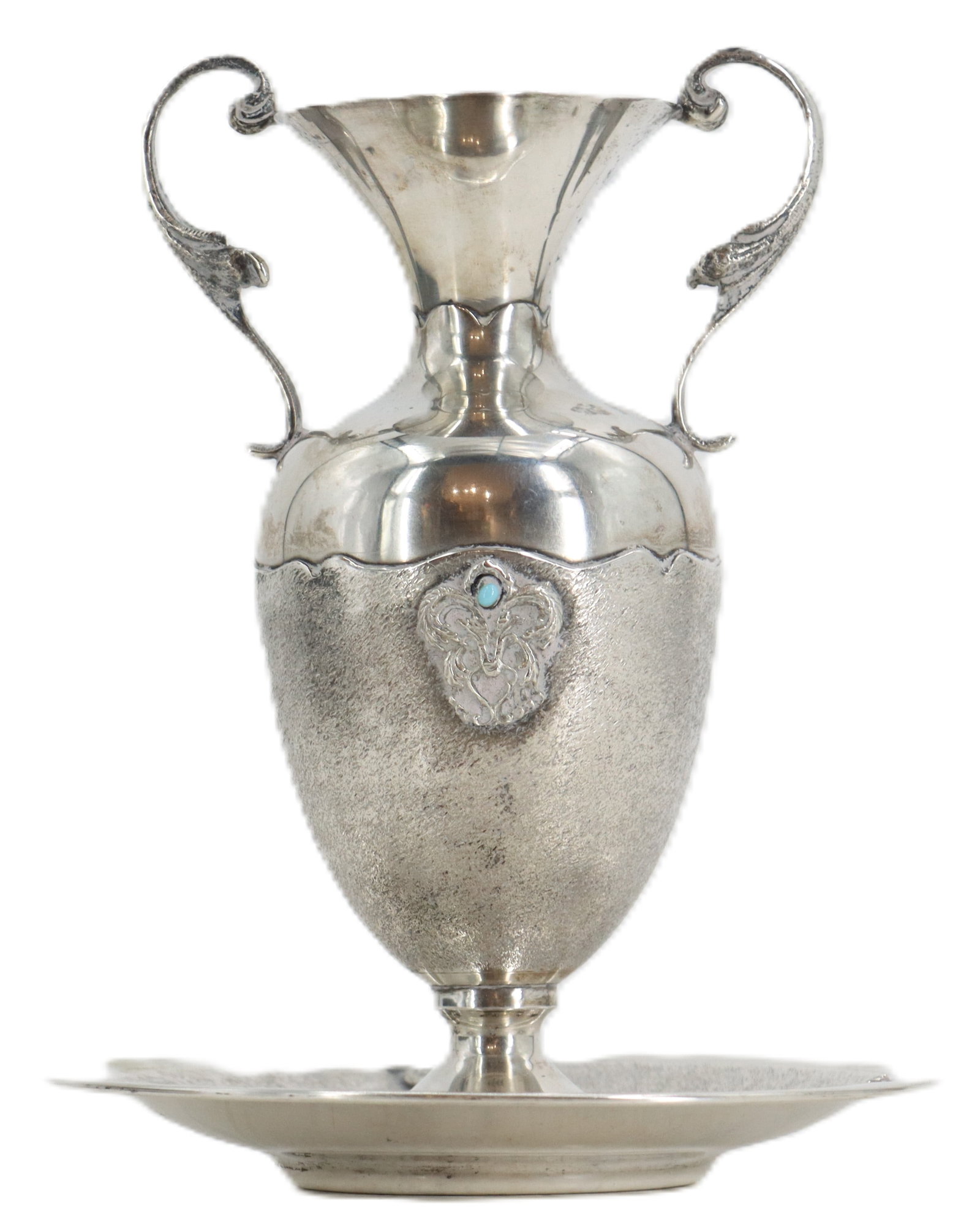 Vintage Neoclassical Style .800 Silver and Turquoise Decorative Urn - 10.075 ozt. (1 of 20)