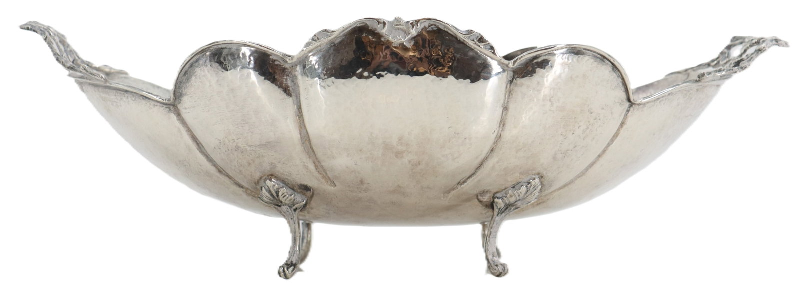 Hand Hammered .800 Silver Lobed Centerpiece Bowl with Ball Feet - 13.665 ozt. (1 of 15)