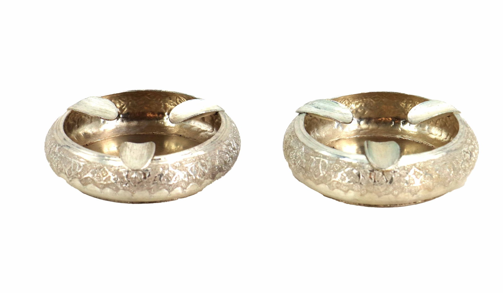 (2) Antique Persian Silver Clad Ashtrays (1 of 11)