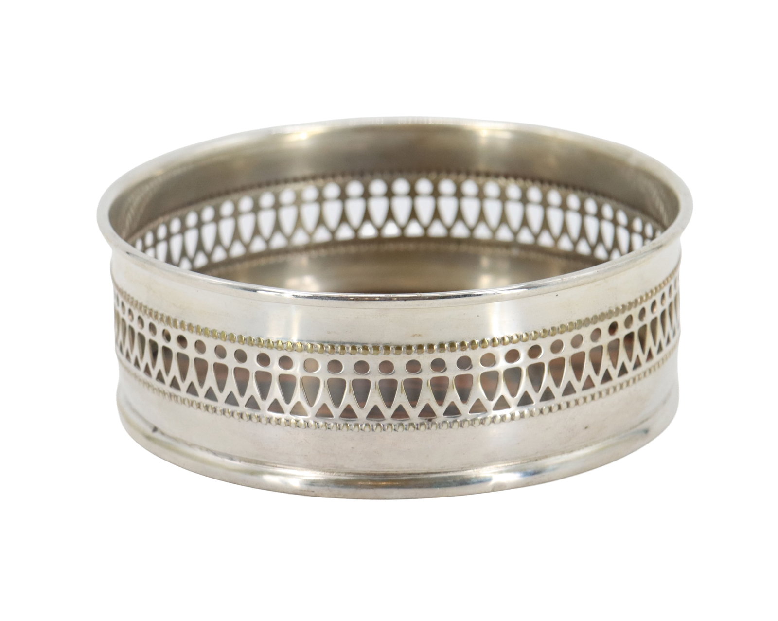 Reticulated Silverplated Drink Coaster with Vinyl Bottom (1 of 10)