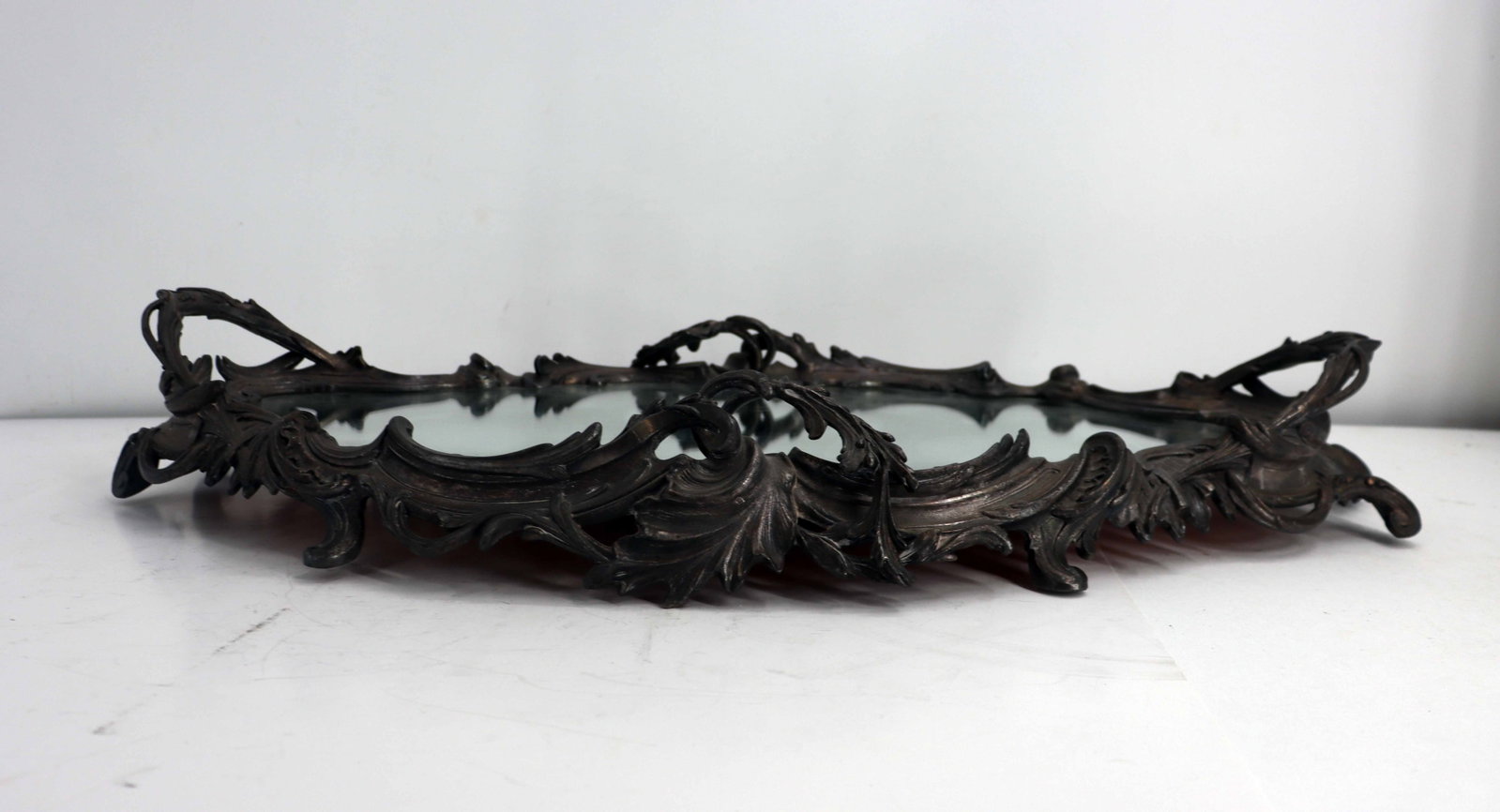 Antique Rococo Mirrored Platter Tray - 10