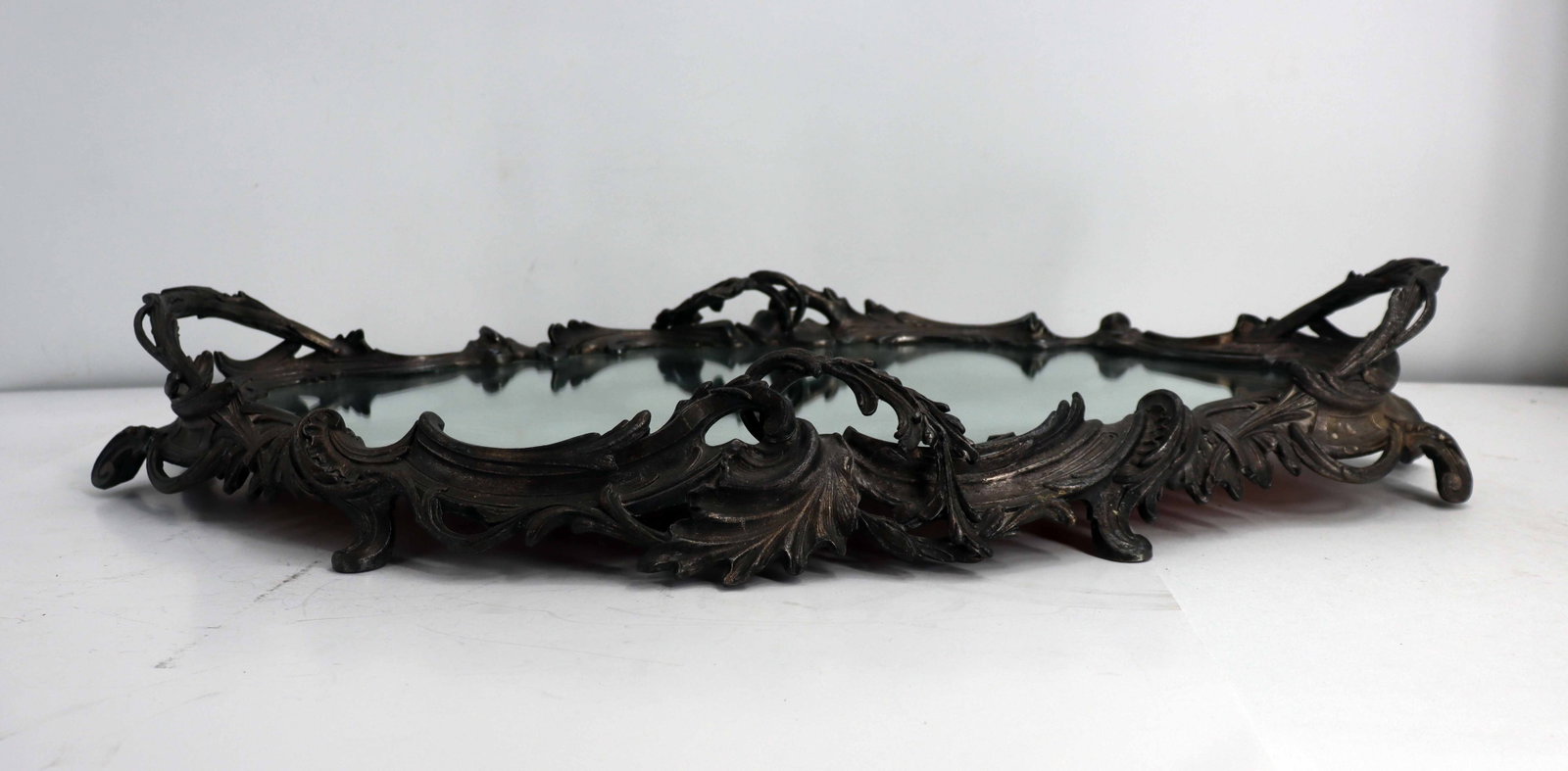 Antique Rococo Mirrored Platter Tray - 2