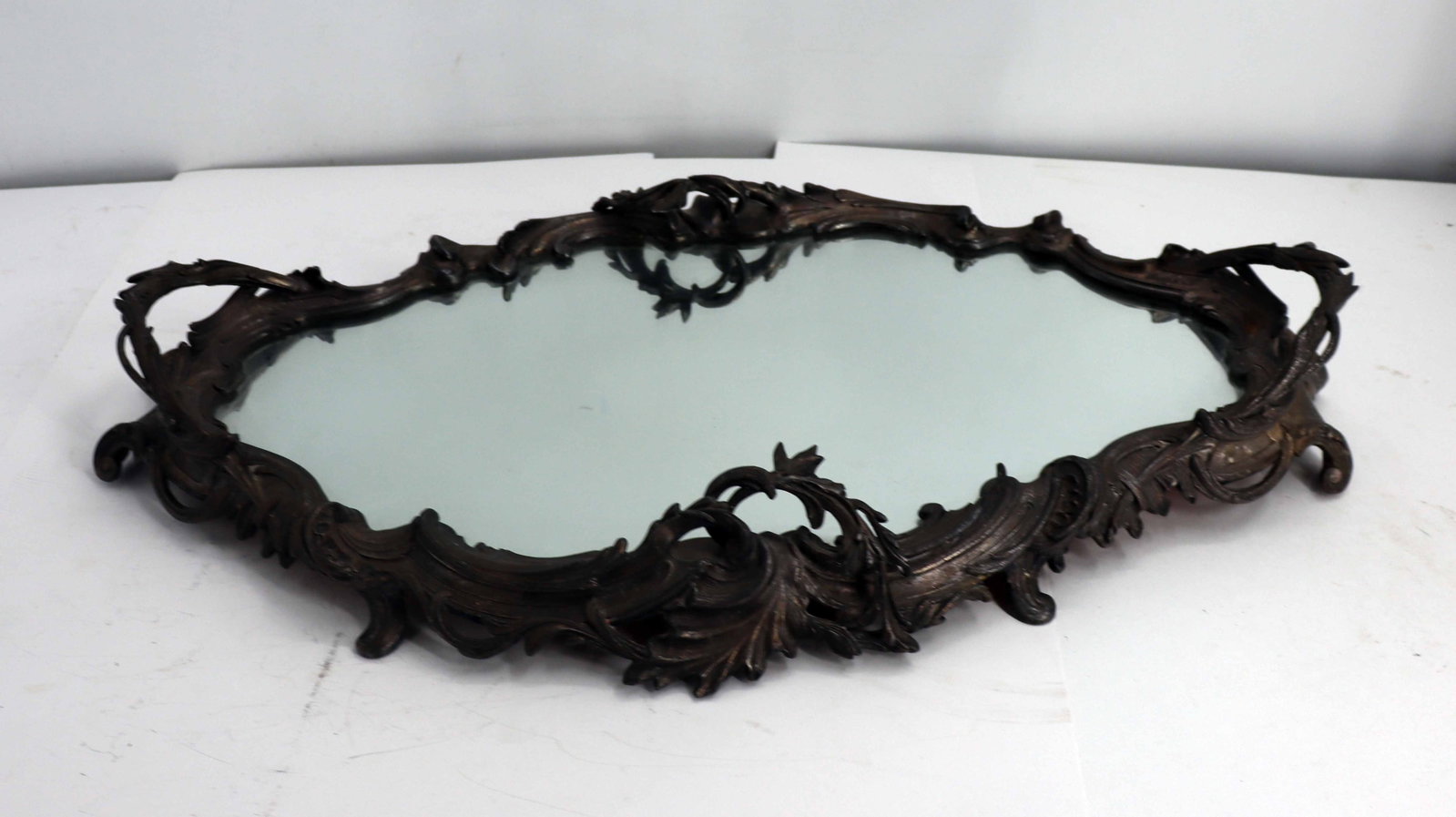 Antique Rococo Mirrored Platter Tray - 3