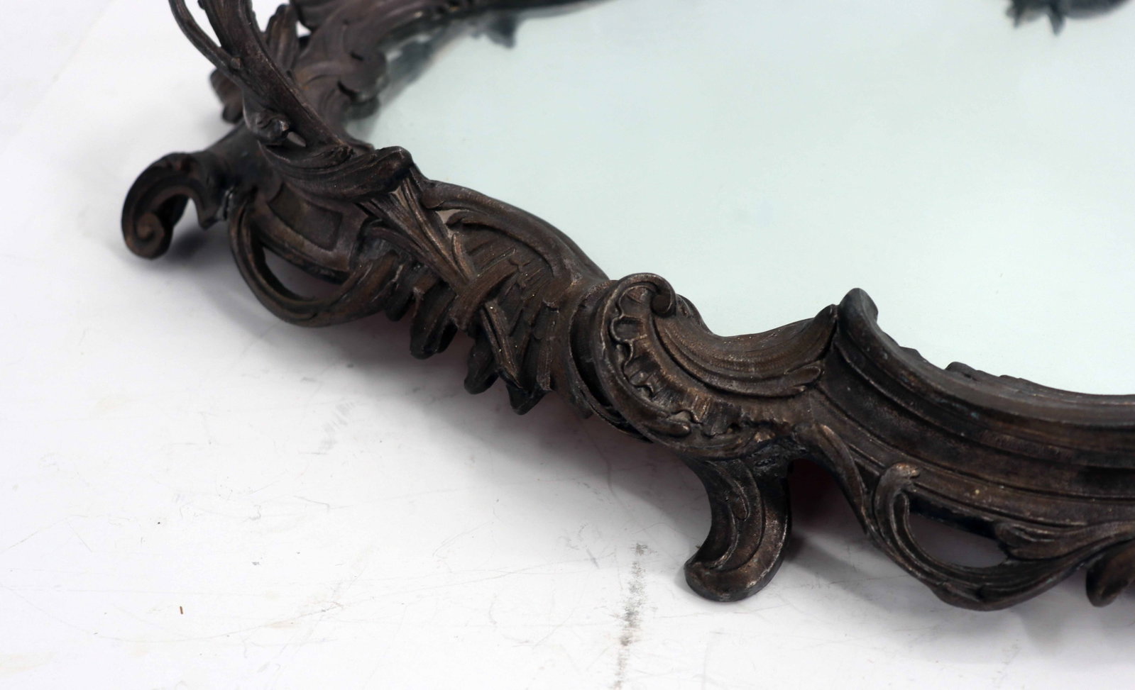 Antique Rococo Mirrored Platter Tray - 5