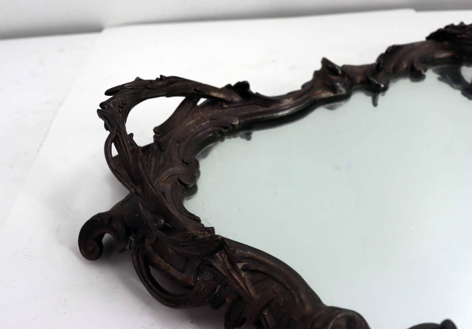 Antique Rococo Mirrored Platter Tray - 6