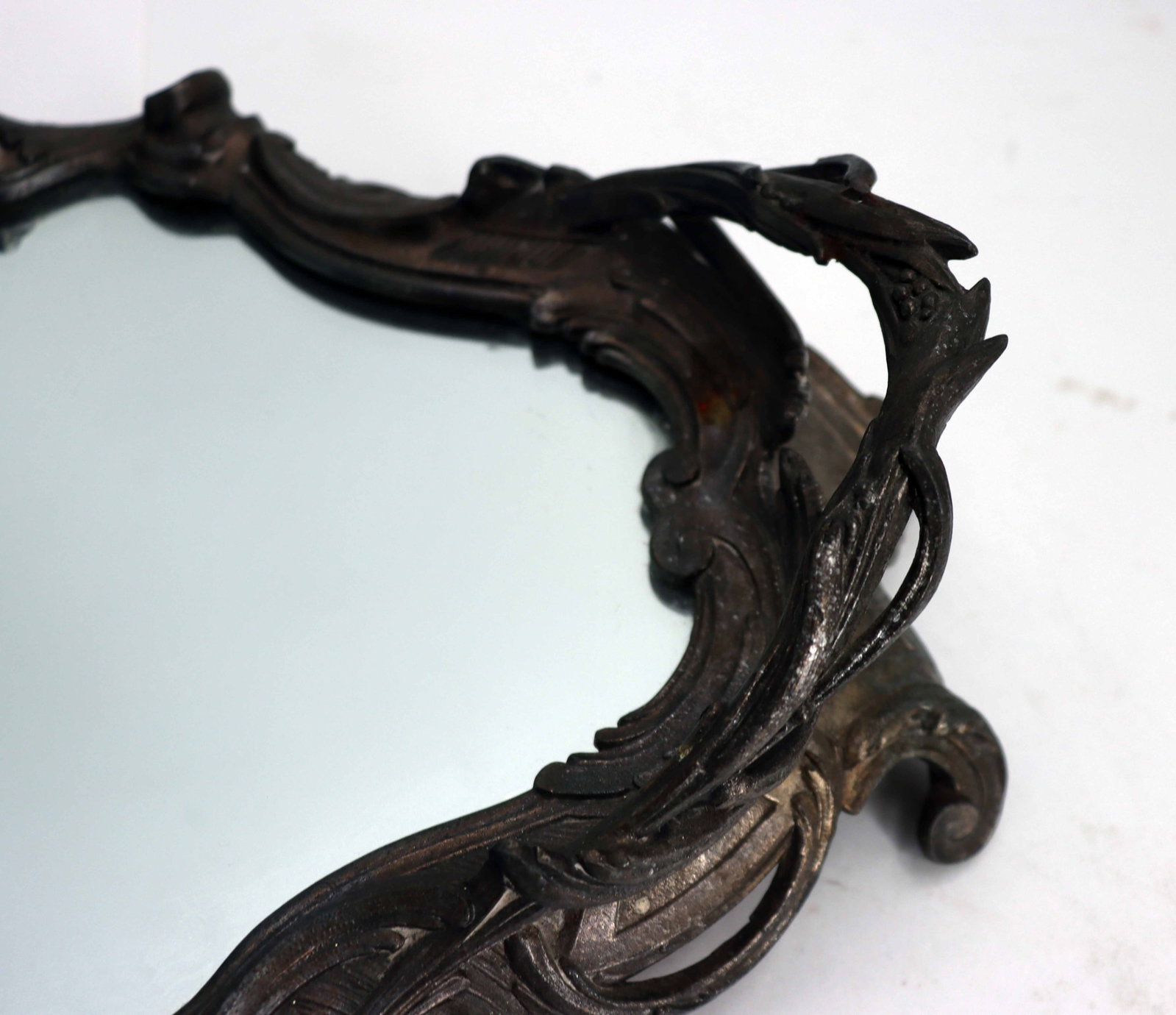 Antique Rococo Mirrored Platter Tray - 8
