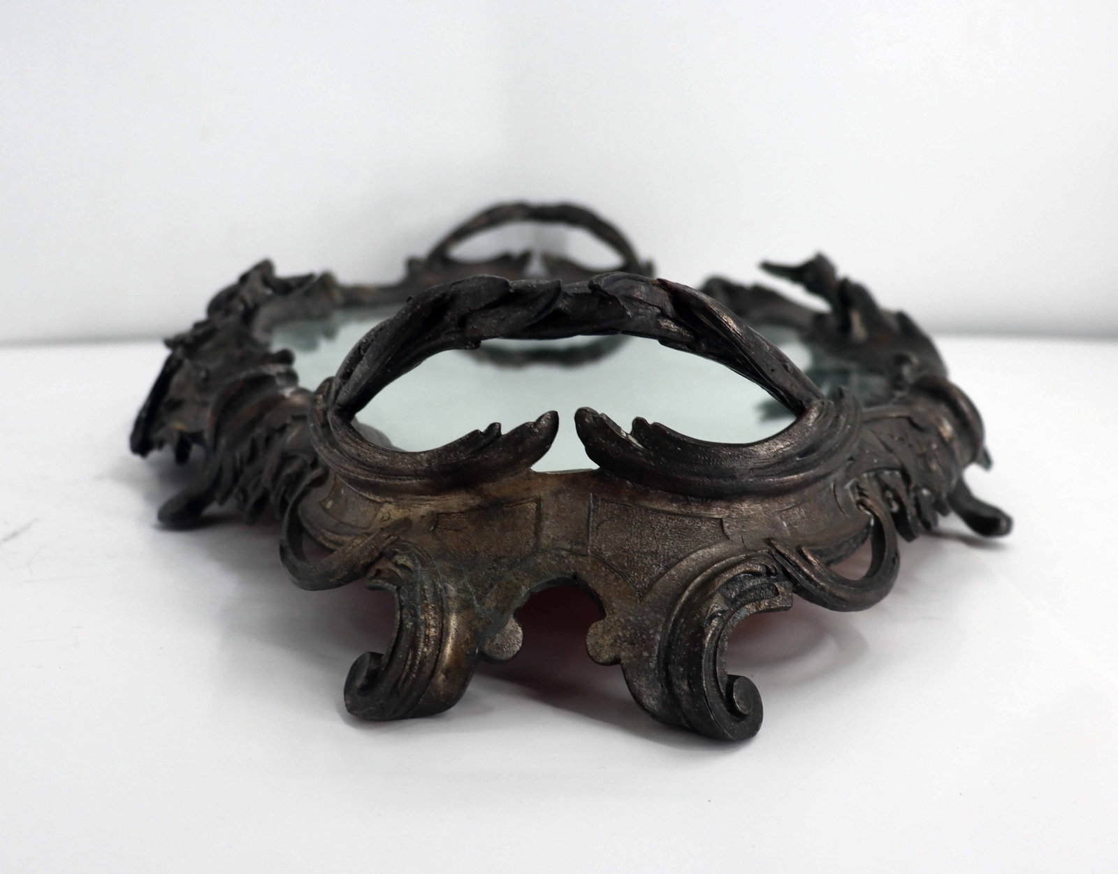 Antique Rococo Mirrored Platter Tray - 9