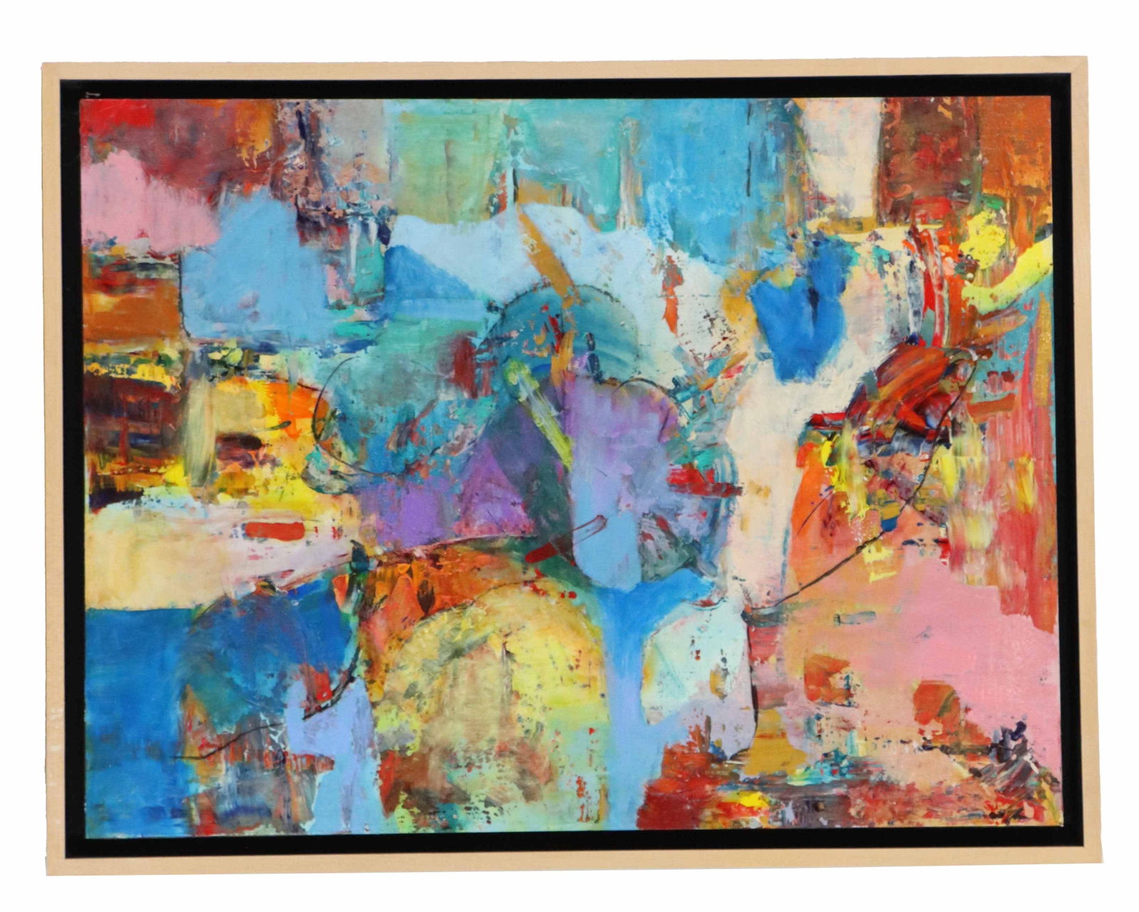 Hal Fielding (1928-2013) American, Acrylic on Canvas Abstract Expressionist "Flow of Nature" (1 of 10)