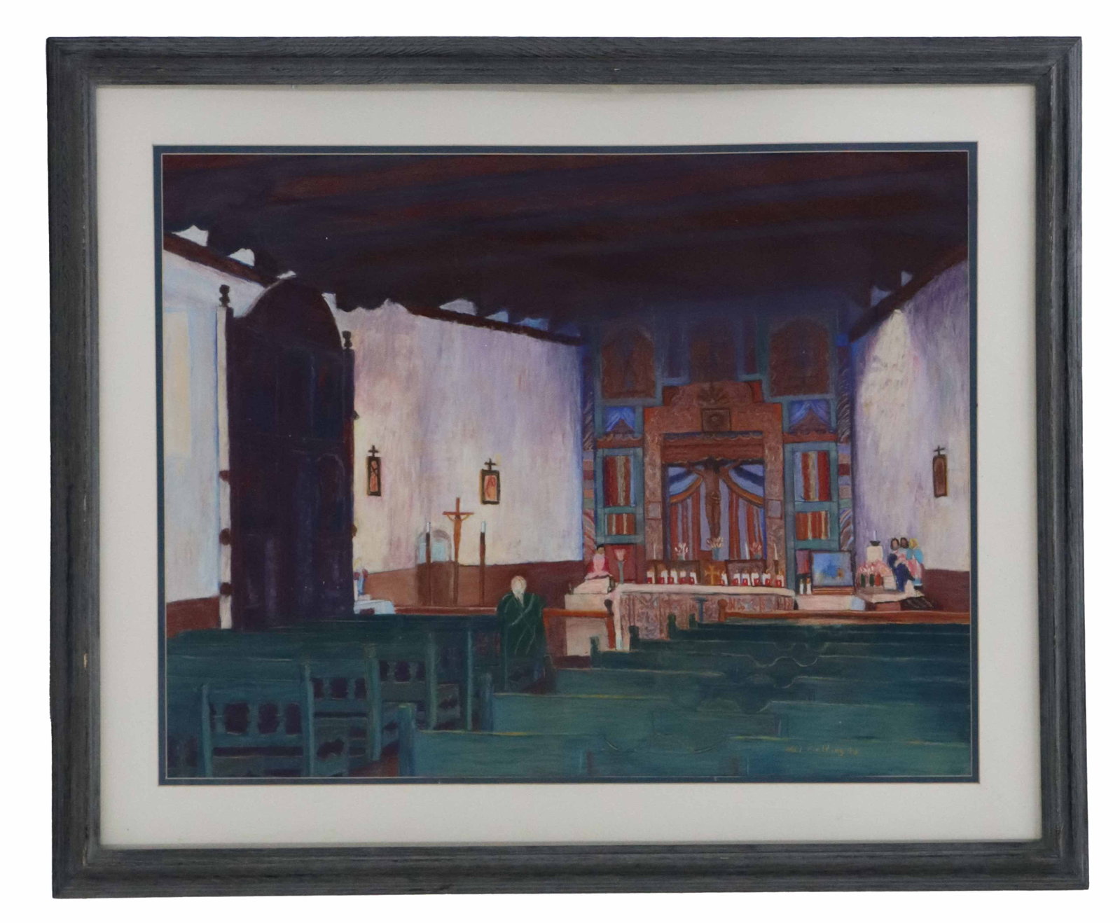 Hal Fielding (1928-2013) American, Oil on Canvas Church Interior (1 of 10)