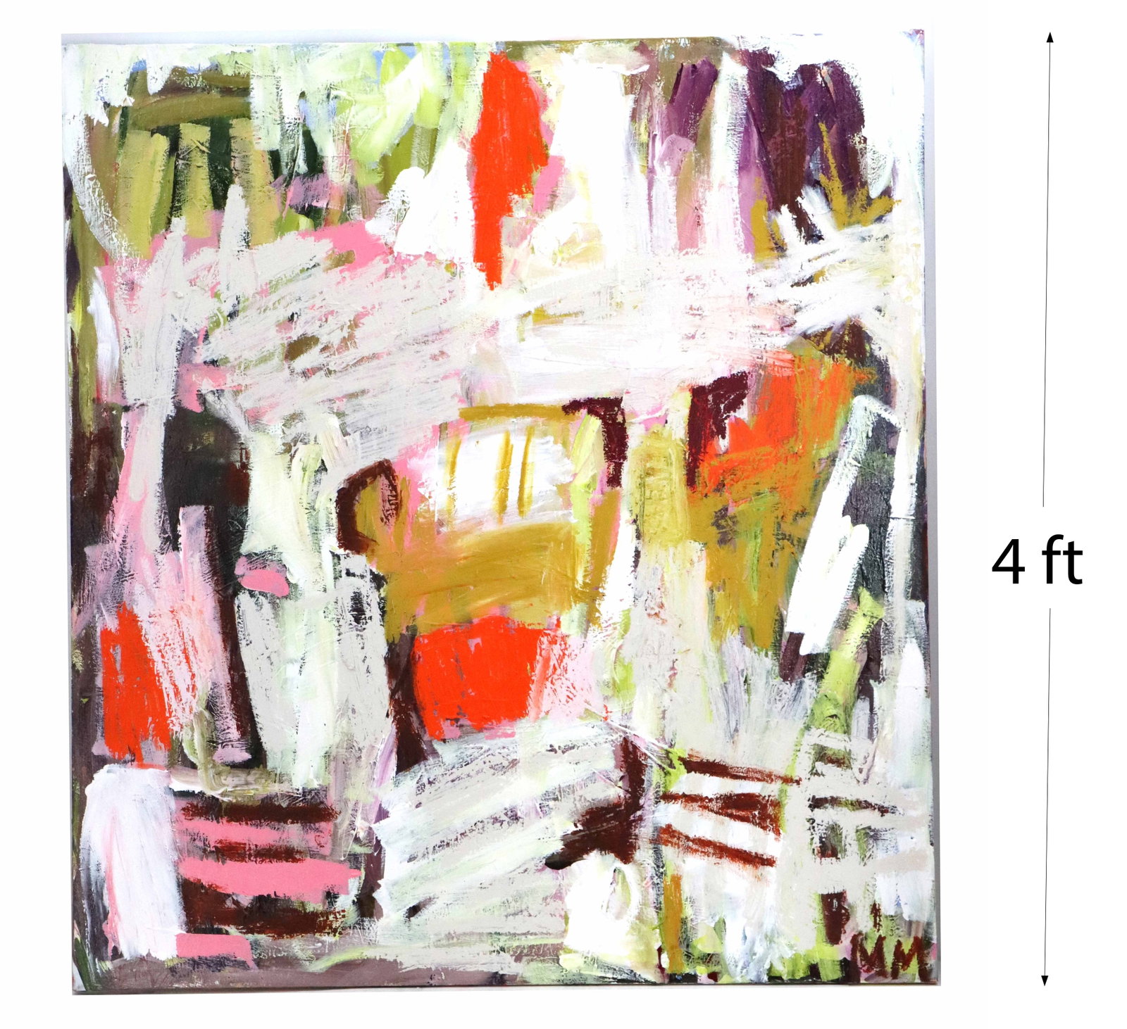 Mary Murdoch (20th/21st Century) Canadian, "Mayhem" Mixed Media on Canvas: Mary Murdoch (20th/21st Century) Canadian, "Mayhem" Mixed Media on Canvas. Painted in 2020. Unframed. Oil stick and acrylic create the chaotic image. Signed "MM" bottom right. Name