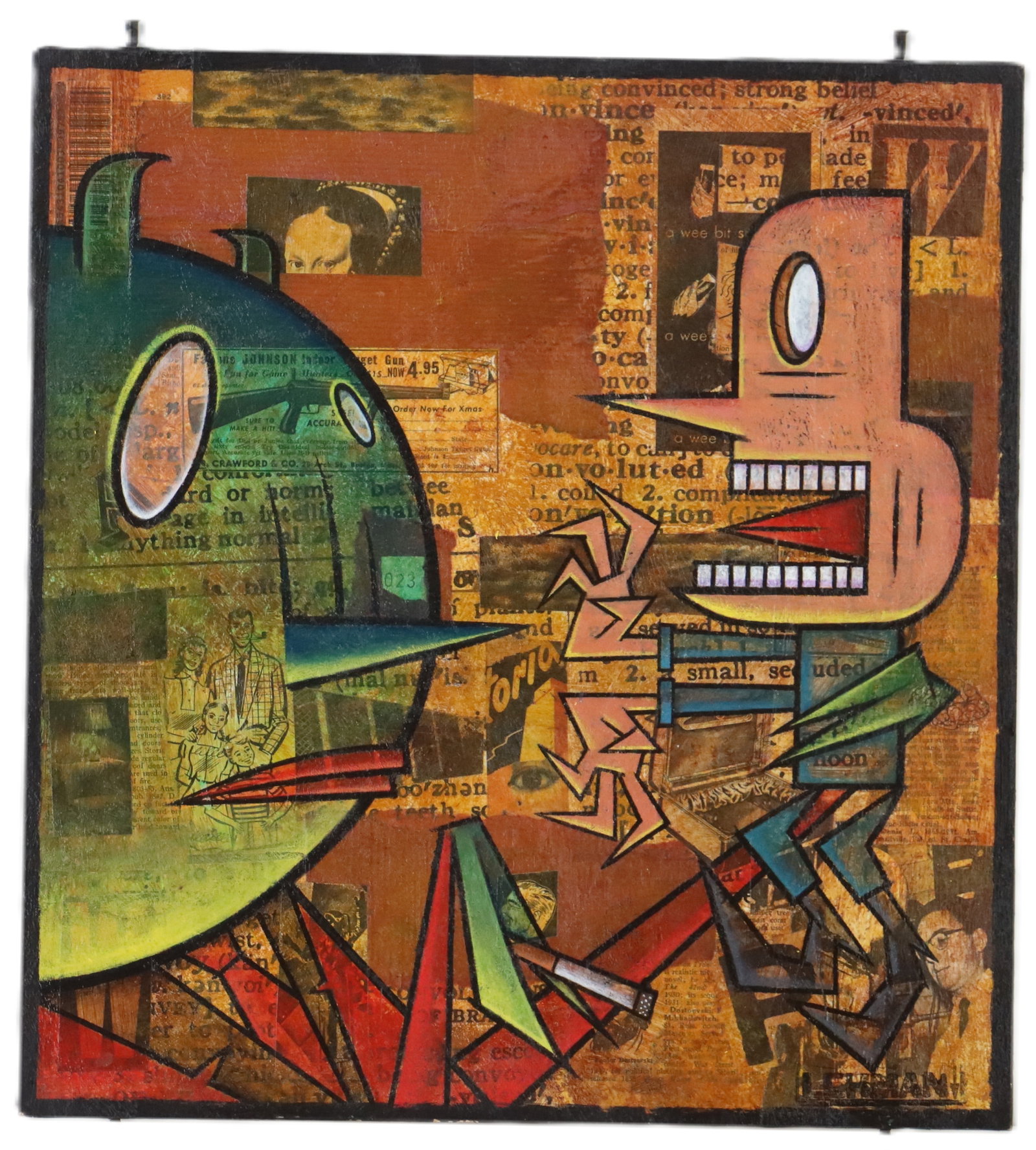 Michael Lehman (Born 1933) American, Mixed Media on Board Figural Abstract (1 of 9)