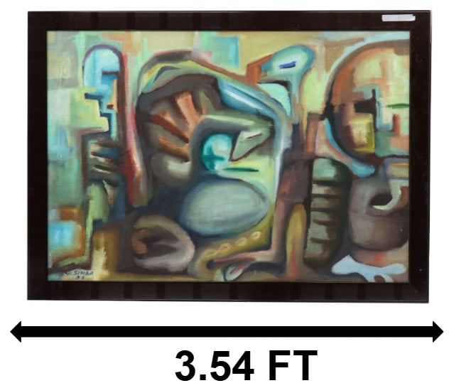 Simba Pendassa (Born 1950 in Senegal) French, Acrylic on Canvas Cubist Abstract "Sauvons Les Enfants: Simba Pendassa (Born 1950 in Senegal) Acrylic on Canvas Cubist Abstract "Sauvons Les Enfants du Monde" (Let's Save the Children of the World). Colorful abstract oil painting with cu