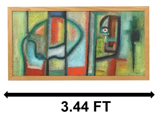 Simba Pendassa (Born 1950 in Senegal) French, Oil on Cork Cubist Abstract "Garder A Vue" (Under (1 of 12)