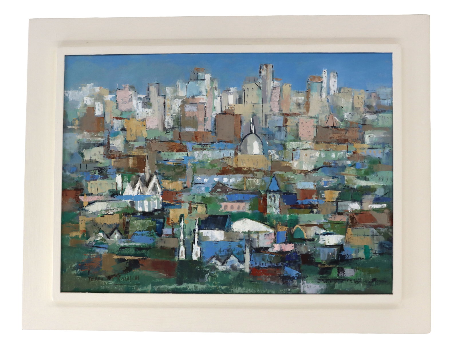 Jean Kalisch, Mid 20th Century Abstract Oil on Canvas, "City Under a Blue Sky" (1 of 10)