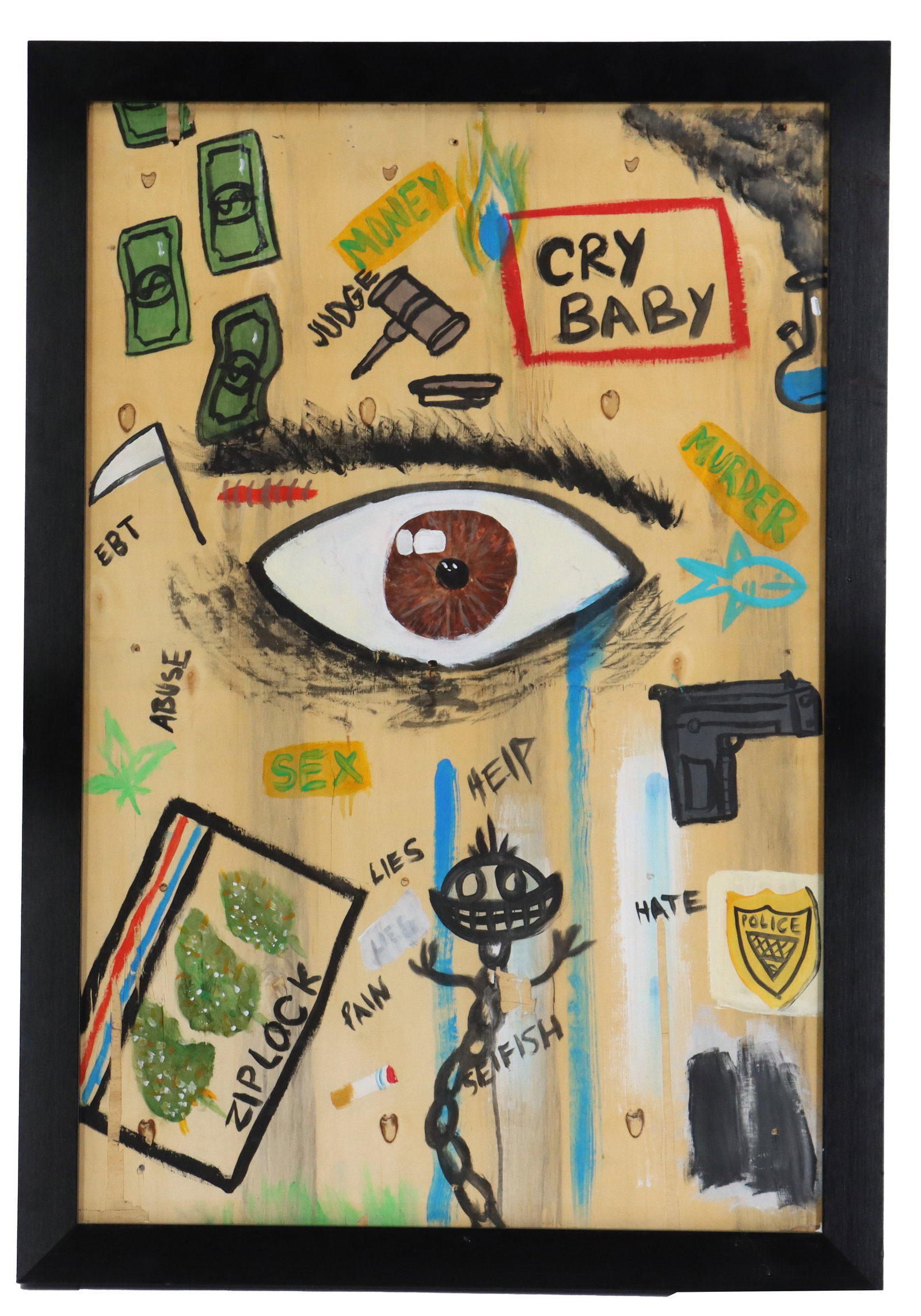 Kyle LeBlanc (Born 1995) American, Acrylic on Particle Board Abstract Composition "Crybaby" (1 of 17)