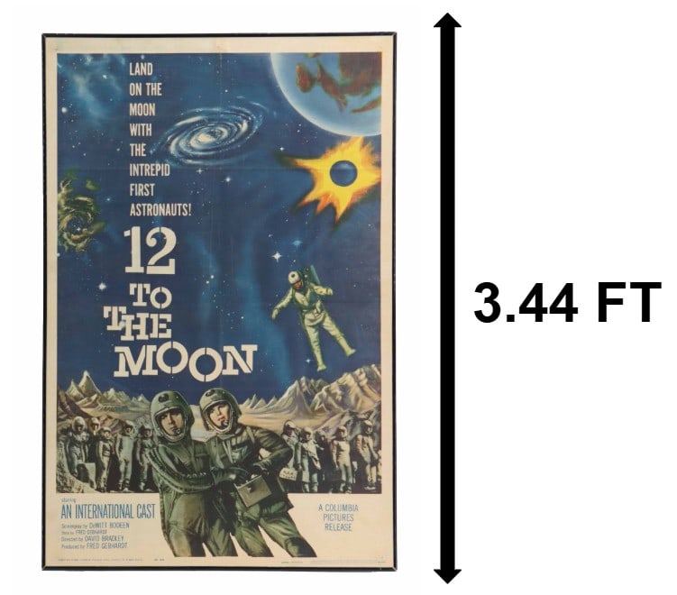 1960's Sci-Fi Movie Lithographic Poster "12 to the Moon" (1 of 14)