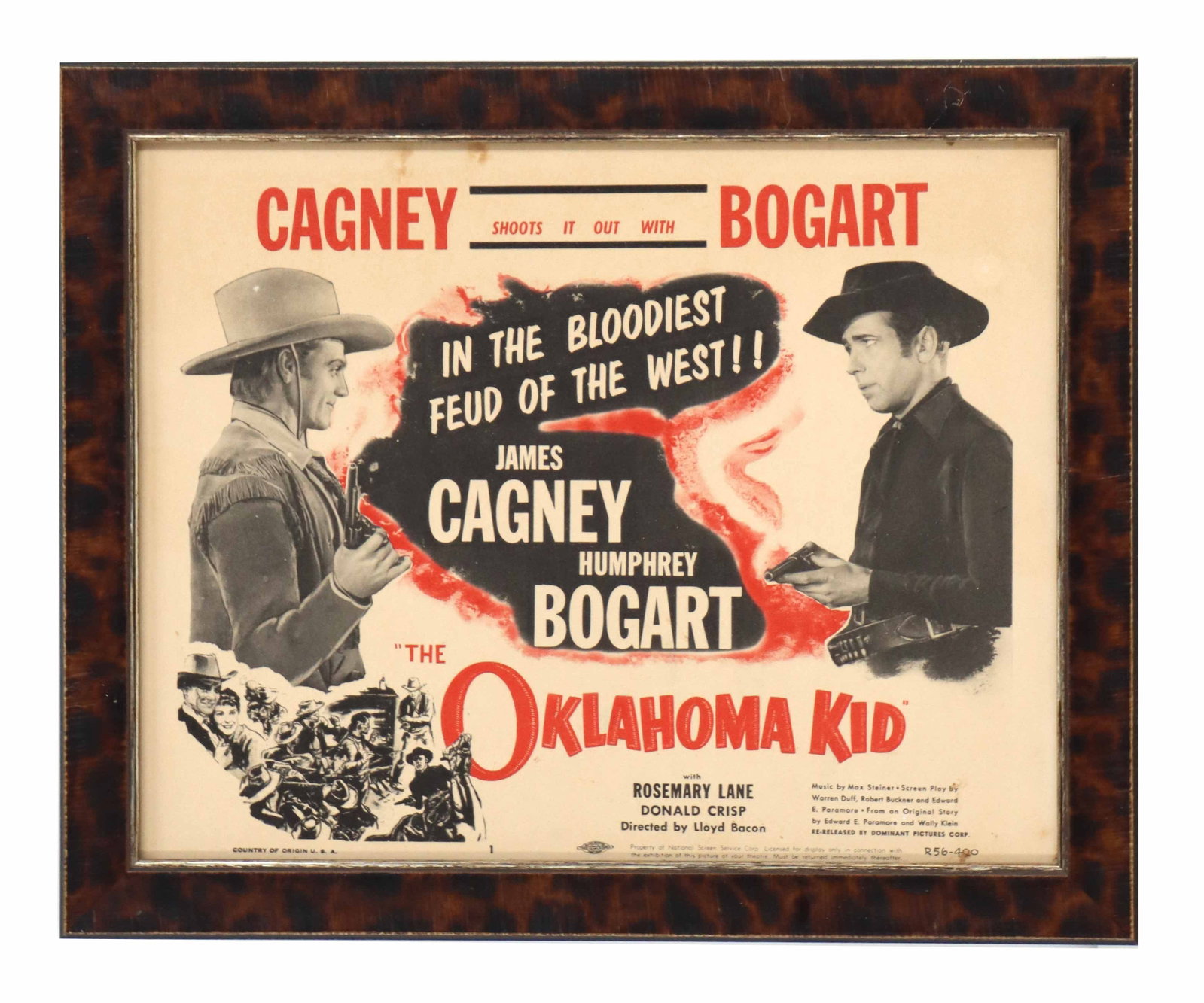1939 "The Oklahoma Kid" One-Sheet Movie Poster: 1939 "The Oklahoma Kid" One-Sheet Movie Poster. Vintage movie poster for the 1941 Warner Bros. film The Oklahoma Kid, featuring a central illustration of James Cagney and Humphrey Bogar