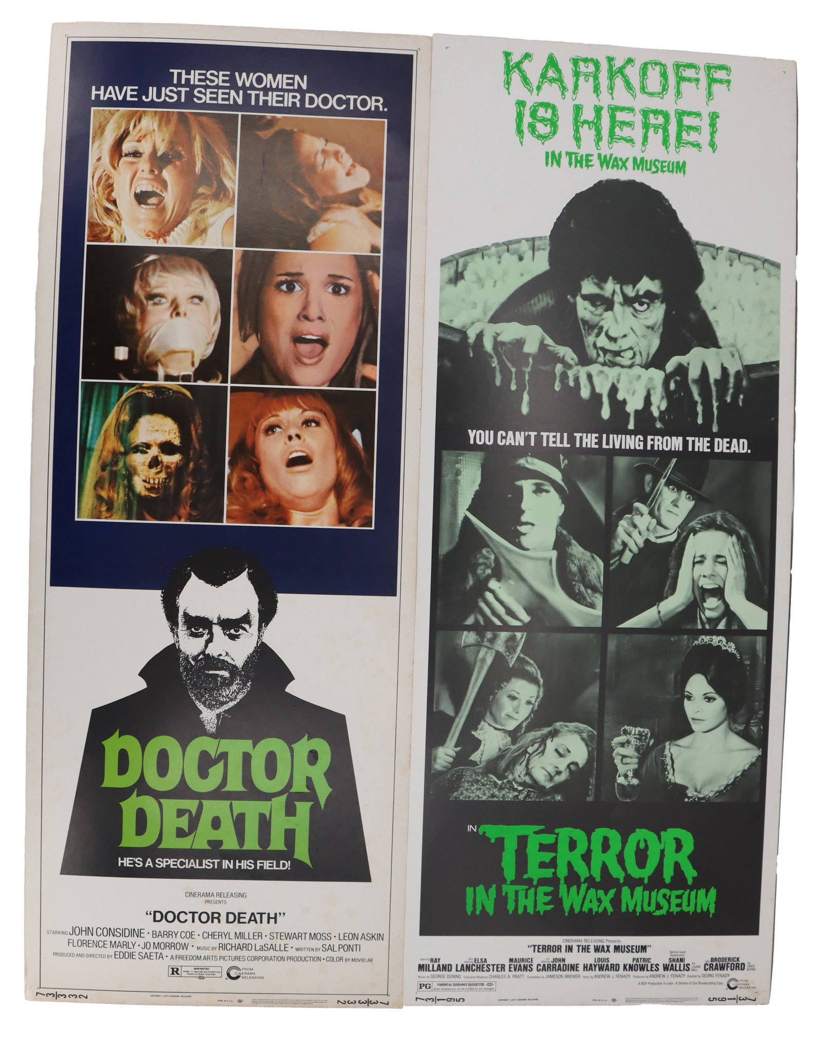 (2) Original Affordable Easily Shippable Movie Poster Inserts/ Dr. Death & Terror in Wax Museum (2) (1 of 11)