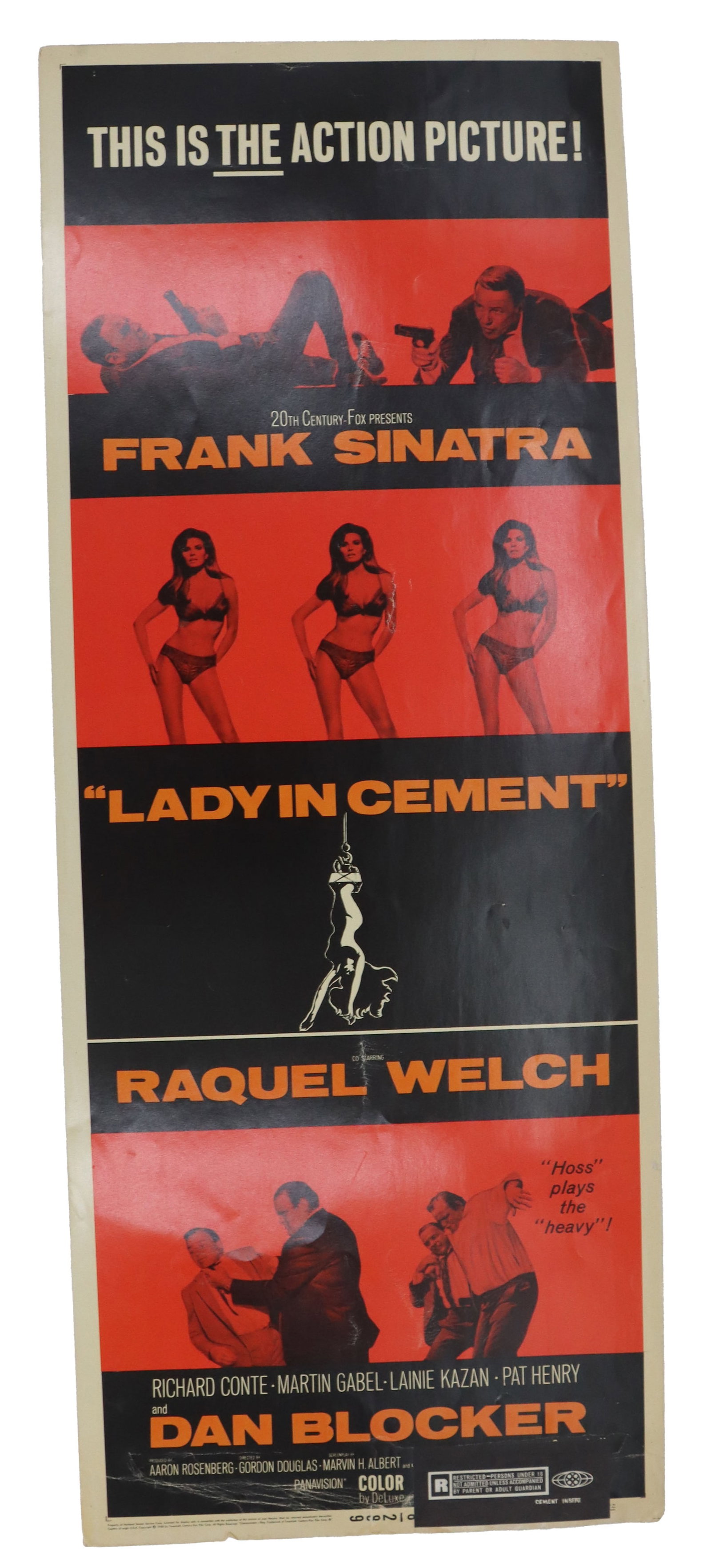 Frank Sinatra & Raquel Welch Poster insert - Lady in Cement: Lady in Cement is a 1968 American neo-noir [2] mystery crime comedy thriller starring Frank Sinatra & Raquel Welch directed by Gordon Douglas, based on the 1961 novel The Lady in Cement. 