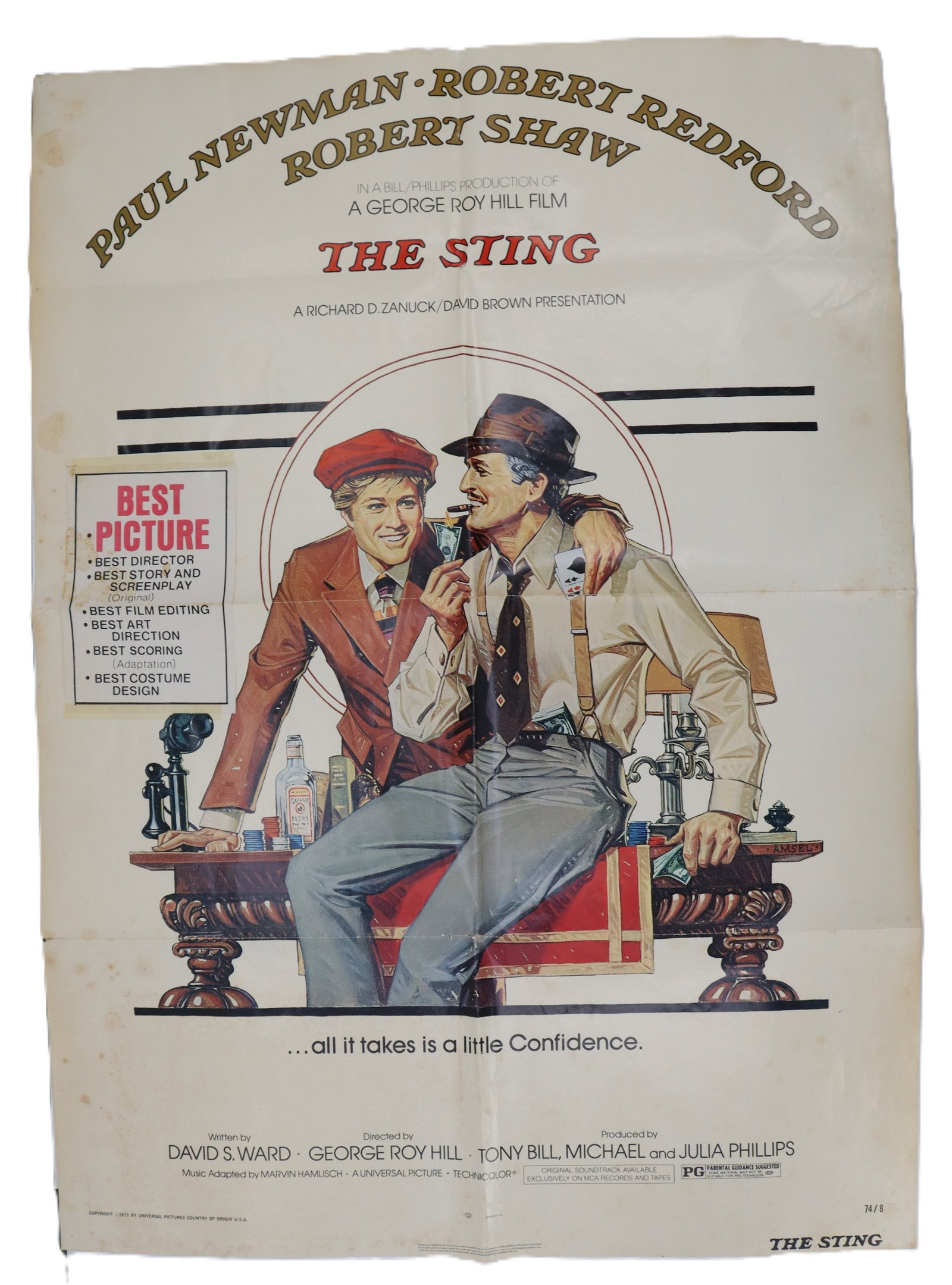 Richard Amsel (1947-1985) American, Large 1973 "The Sting" Film Poster - AS IS (1 of 13)