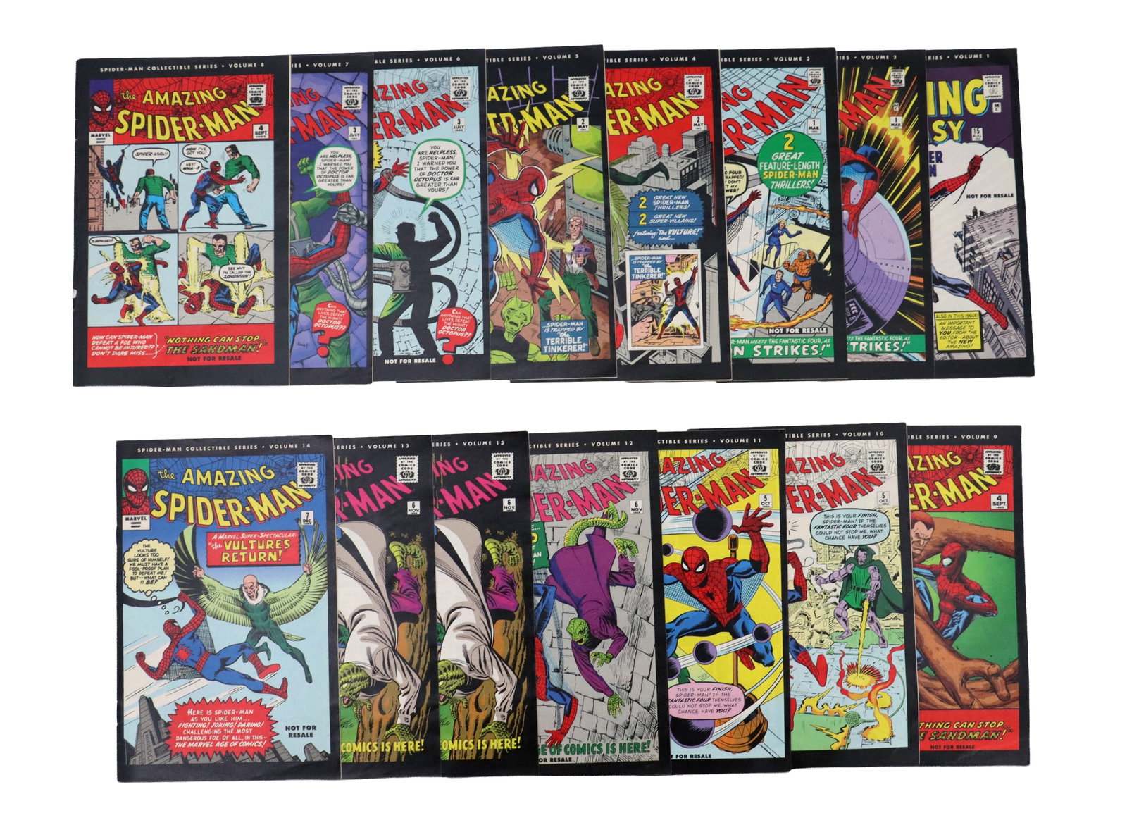 New York Post Spider-Man Collectible Series Volumes 1-14 Reprint Series: New York Post Spider-Man Collectible Series Volumes 1-14 Reprint Series. of fourteen "Spider-Man Collectible Series" comic books, spanning Volumes 1 through 14, which reprint classic e