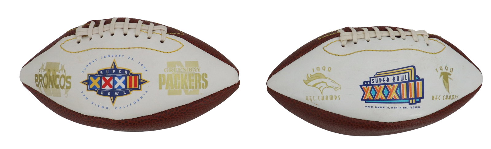 Collectible Mini Footballs Commemorating Super Bowl XXXII and Super Bowl XXXIII (1 of 14)