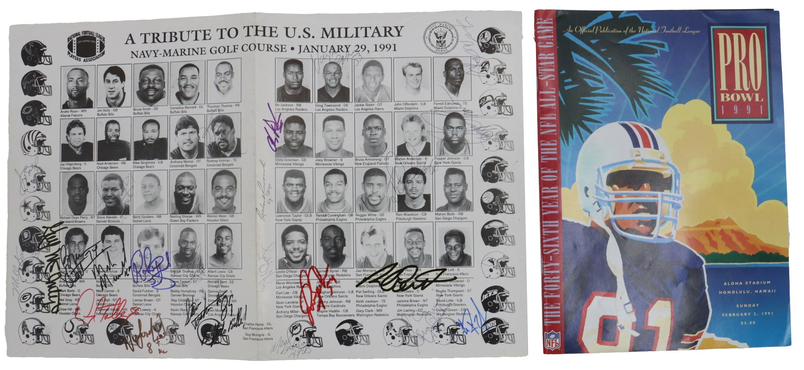 1991 Pro Bowl Promotional Program and Military Insert Signed by Many Football Players (1 of 18)