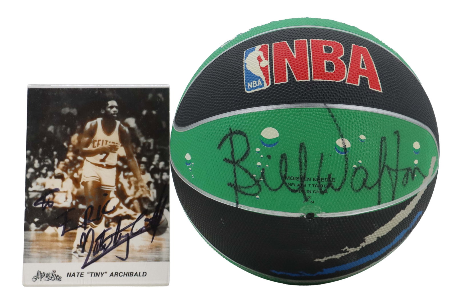(2) Signed Basketball Memorabilia - Nate Archibald Trading Card, Bill Walton Basketball (1 of 13)