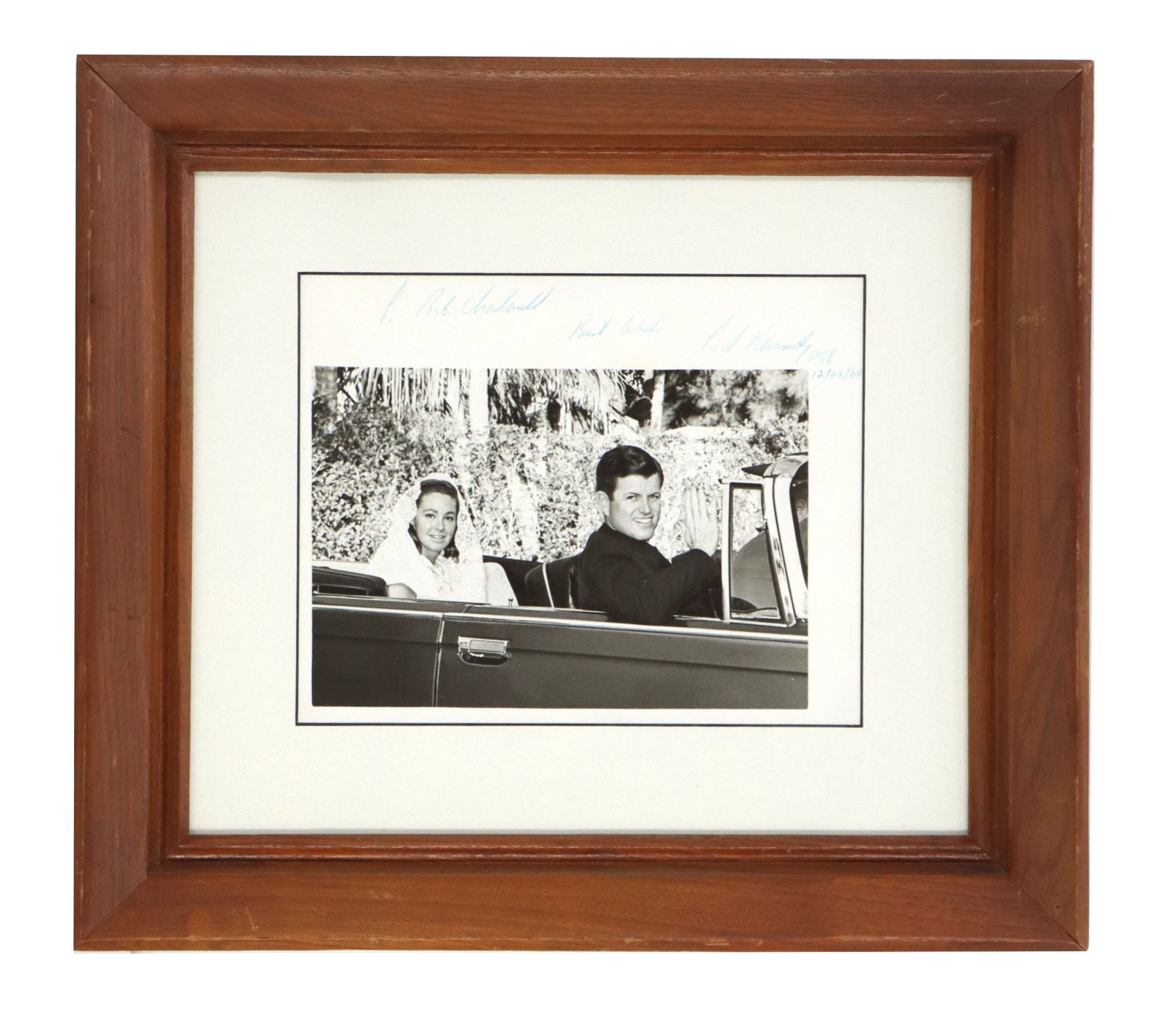 1969 Signed Black and White Photograph of Ted and Joan Kennedy in Convertible (1 of 9)
